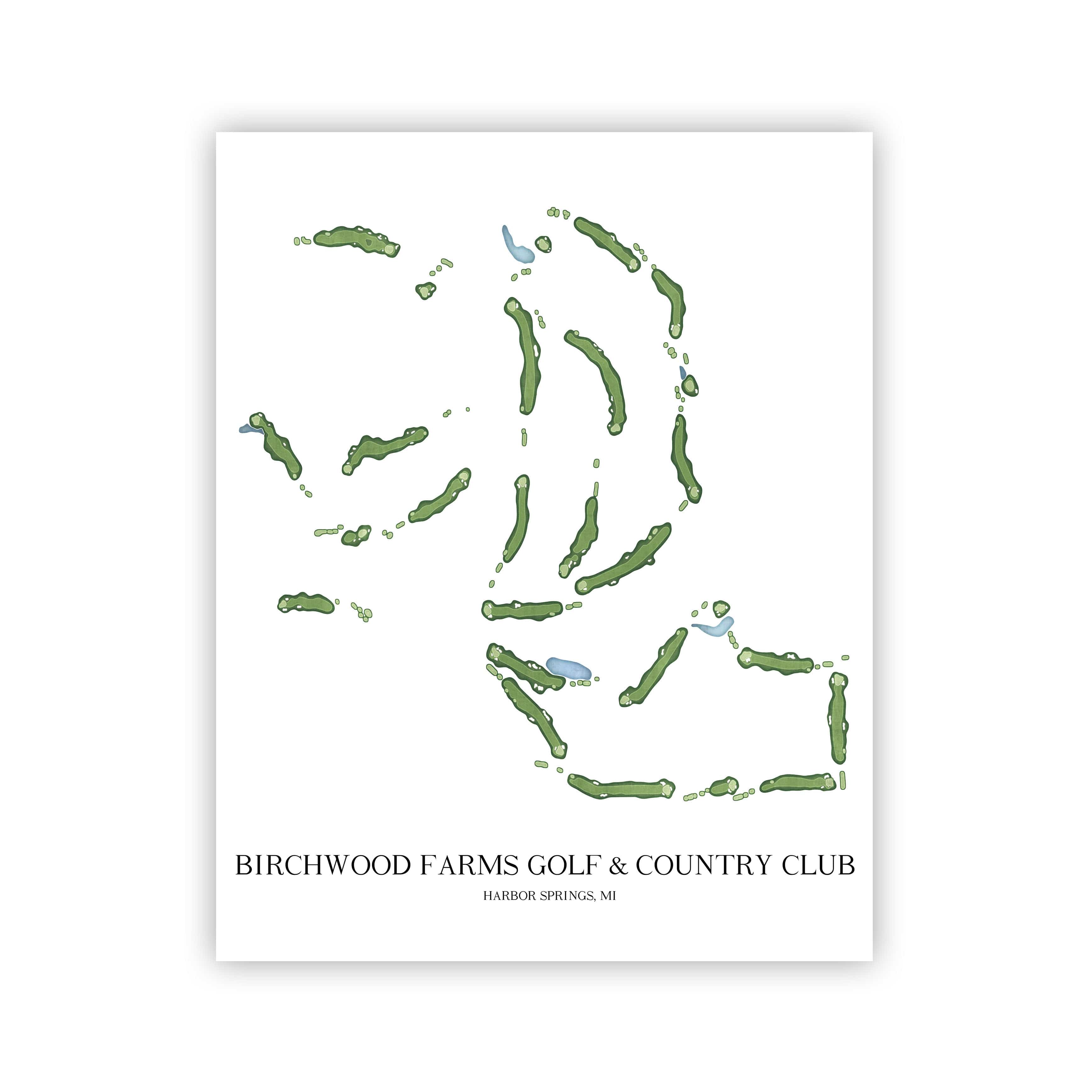 The 19th Hole Golf Shop - Golf Course Prints - Birchwood Farms Golf & Country Club Golf Course Map Golf Map