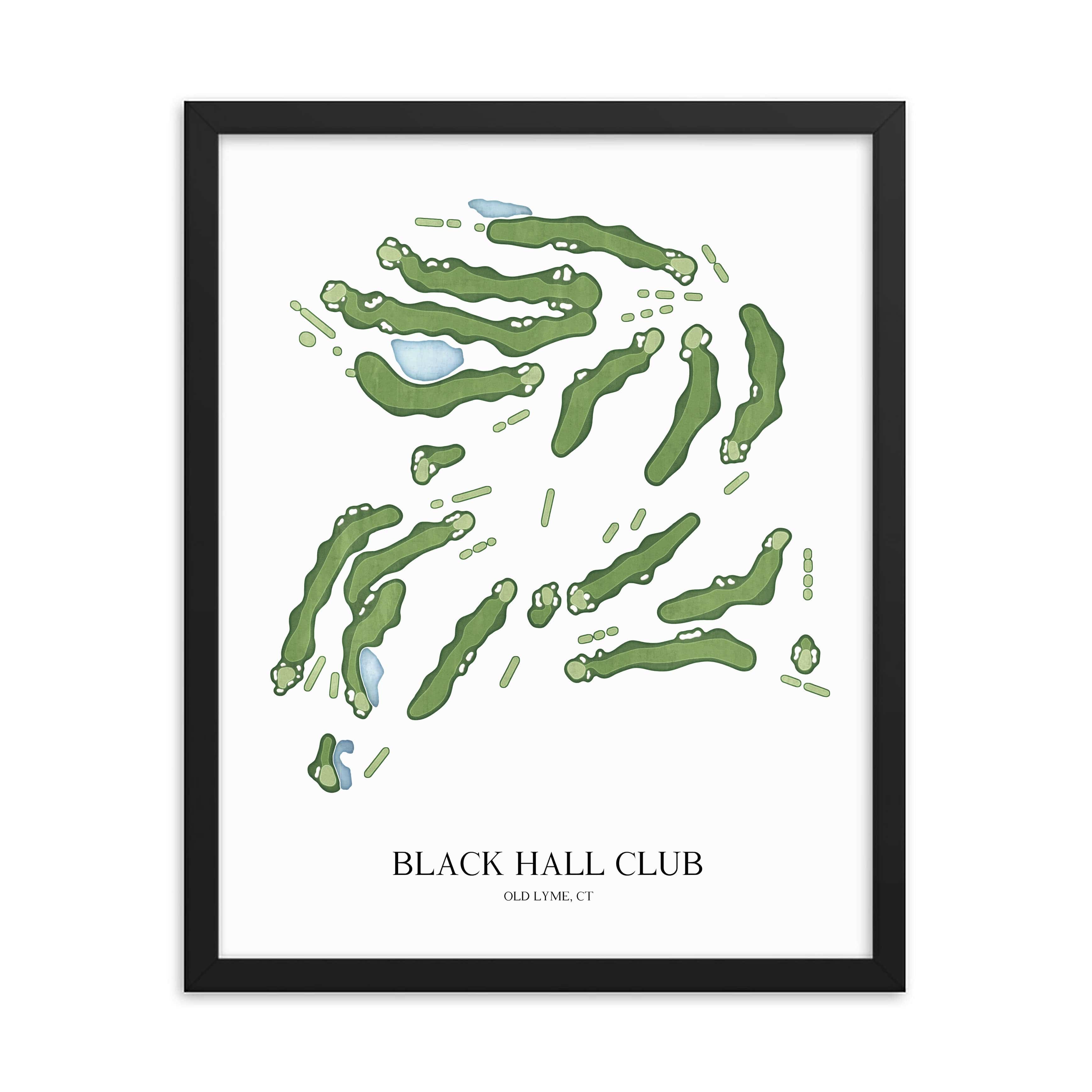 The 19th Hole Golf Shop - Golf Course Prints - Black Hall Club Golf Course Map Golf Map