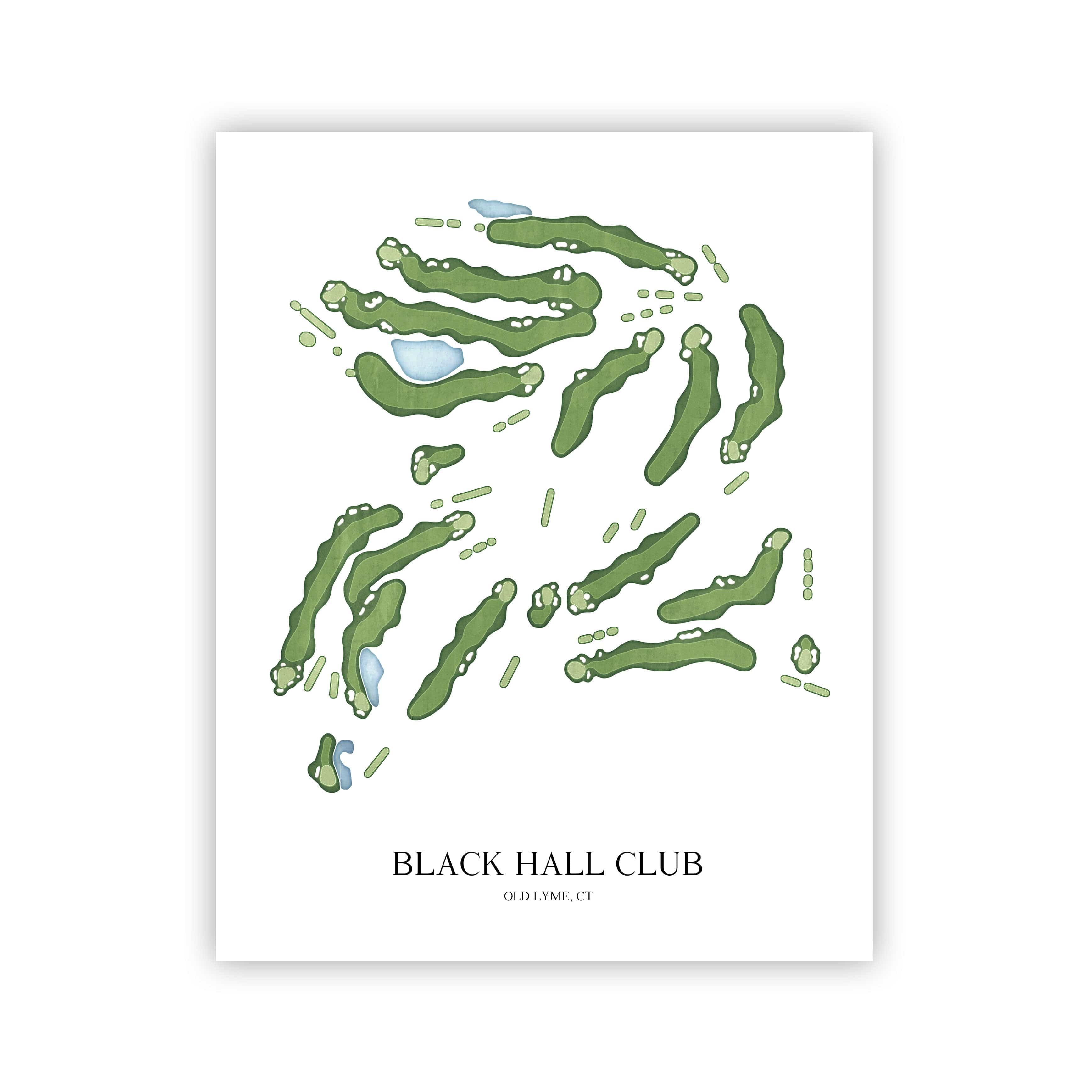 The 19th Hole Golf Shop - Golf Course Prints - Black Hall Club Golf Course Map Golf Map