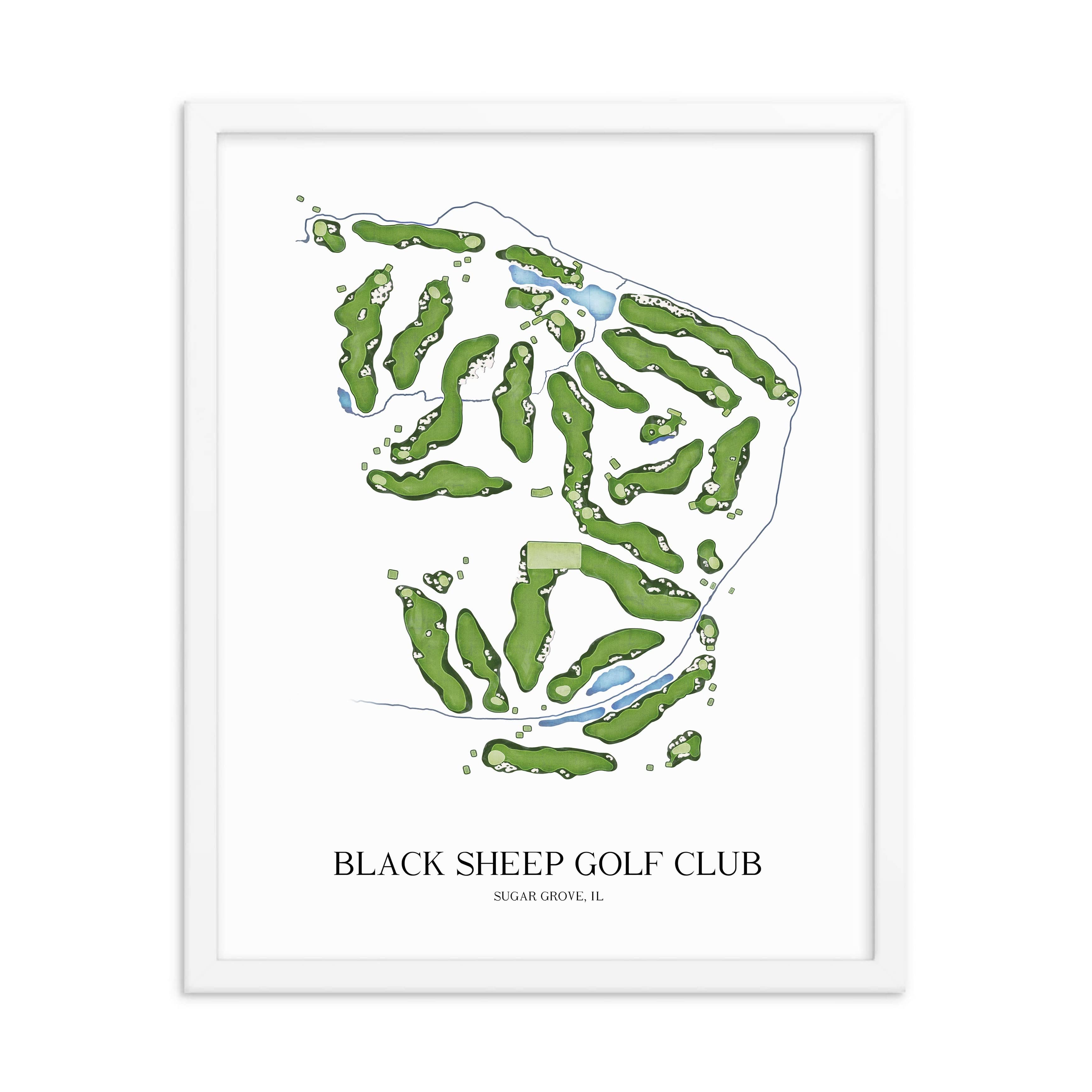 The 19th Hole Golf Shop - Golf Course Prints - Black Sheep Golf Club Golf Course Map Golf Map