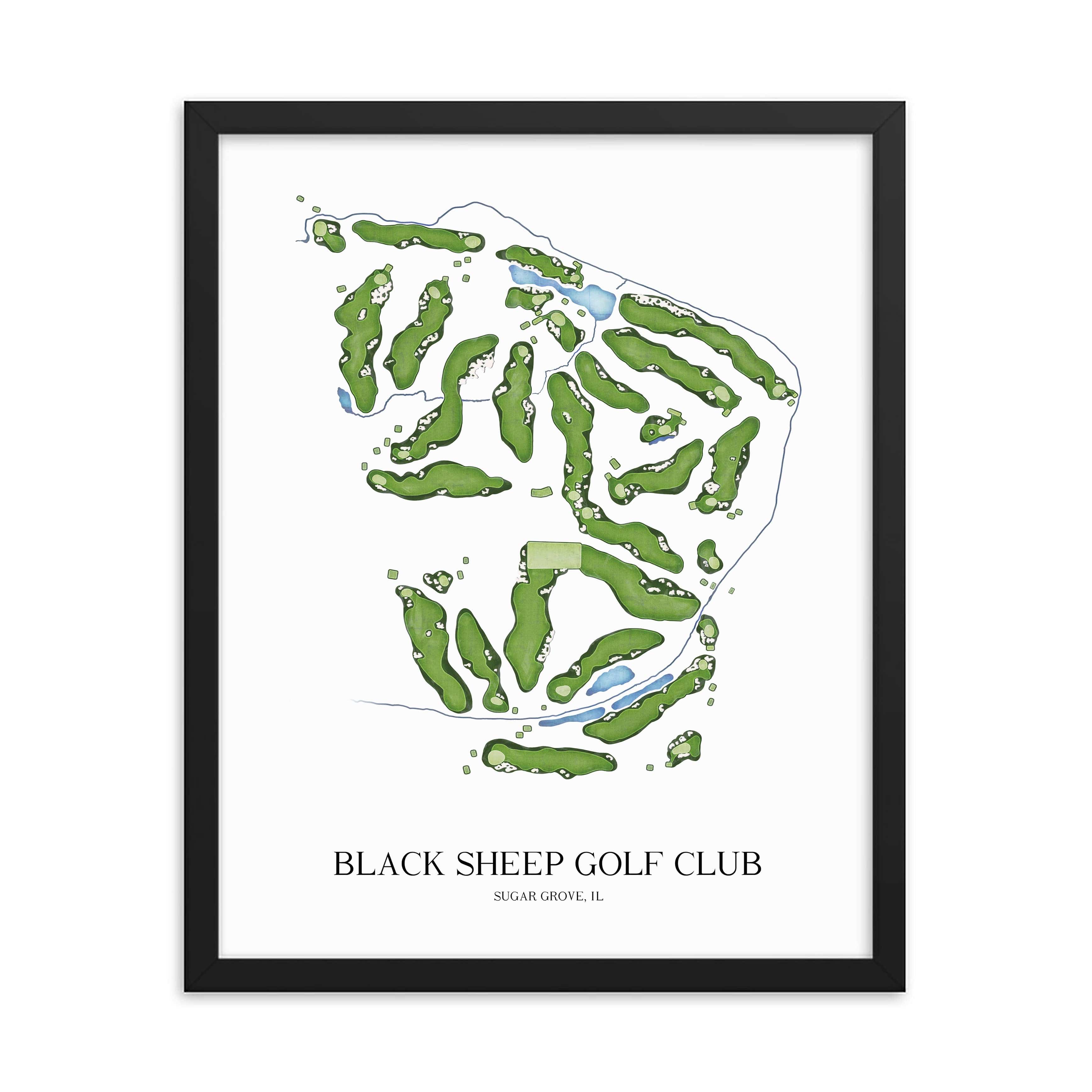 The 19th Hole Golf Shop - Golf Course Prints - Black Sheep Golf Club Golf Course Map Golf Map