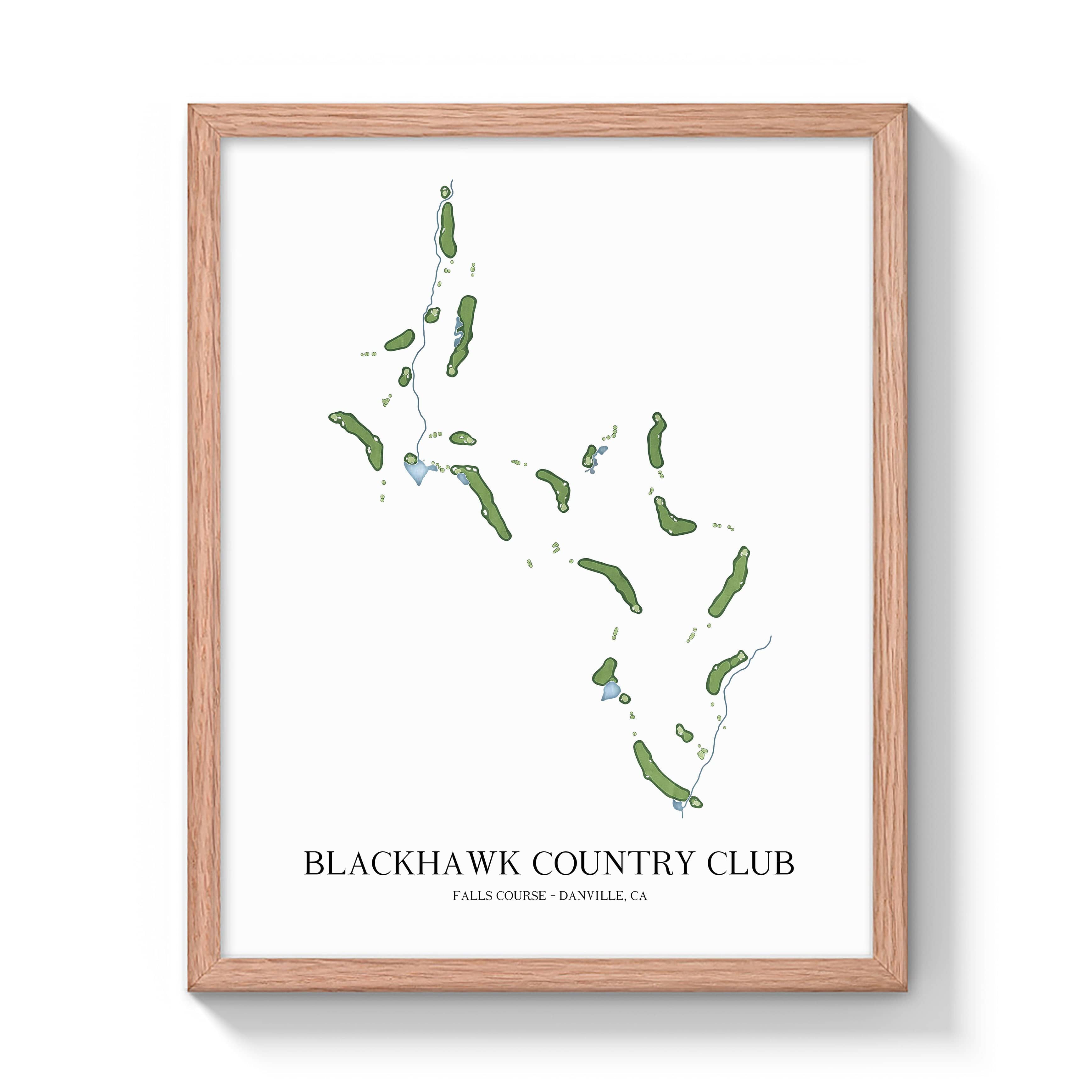 The 19th Hole Golf Shop - Golf Course Prints - Blackhawk Country Club - Falls Course Golf Course Map Golf Map