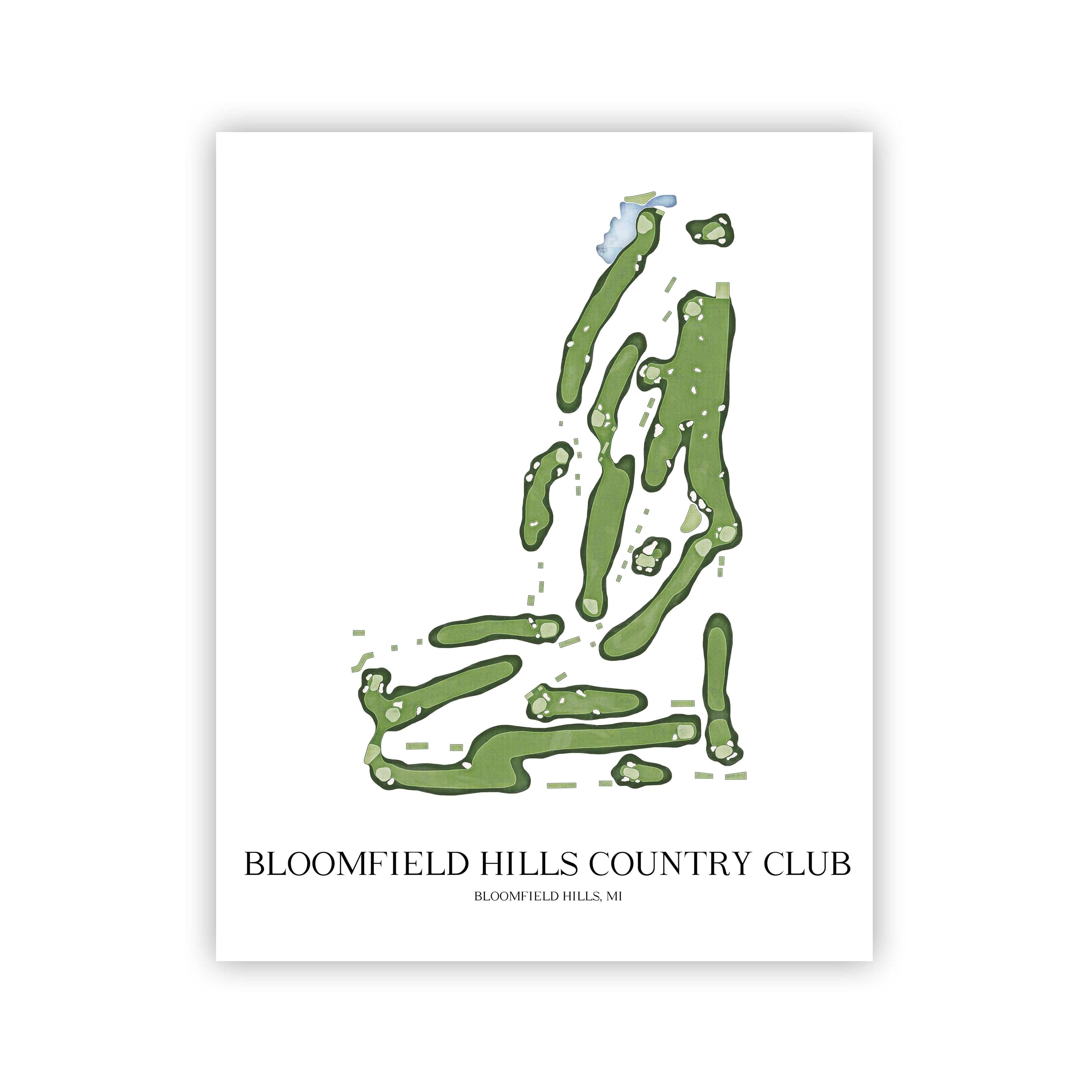 The 19th Hole Golf Shop - Golf Course Prints - Bloomfield Hills Country Club Golf Course Map Golf Map