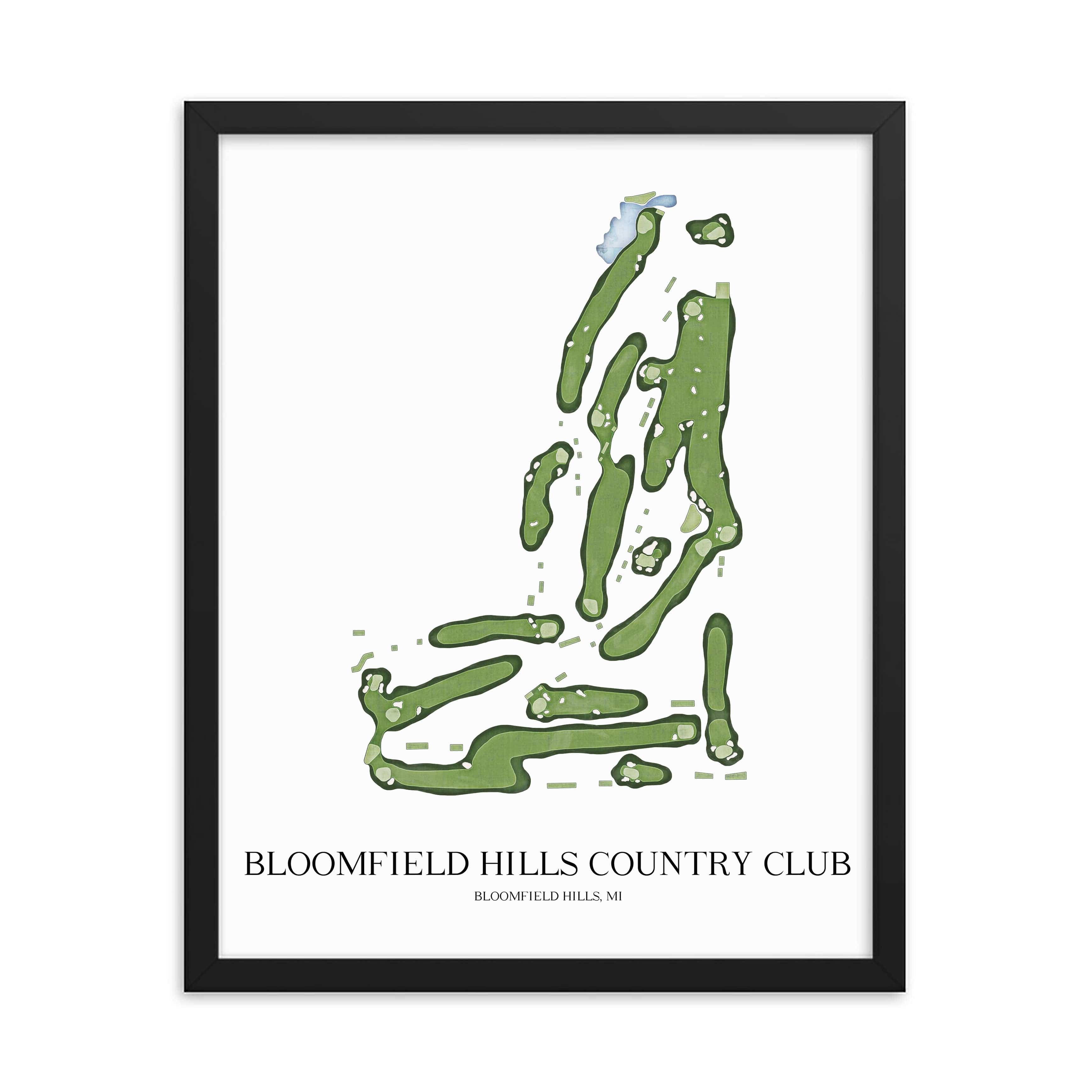 The 19th Hole Golf Shop - Golf Course Prints - Bloomfield Hills Country Club Golf Course Map Golf Map