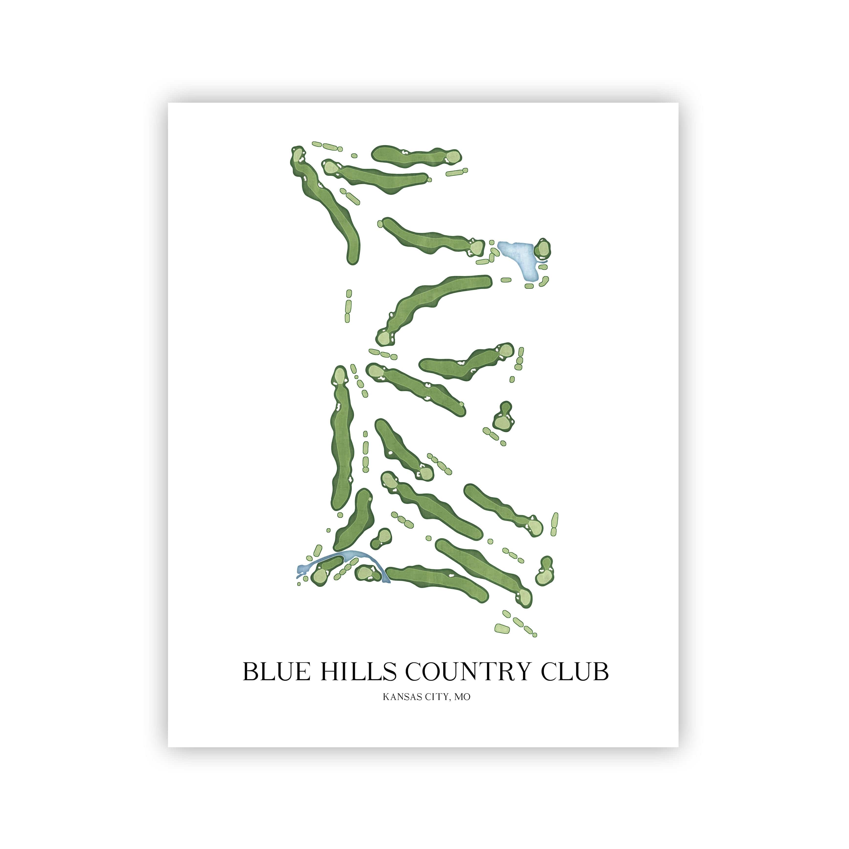 The 19th Hole Golf Shop - Golf Course Prints - Blue Hills Country Club Golf Course Map Golf Map