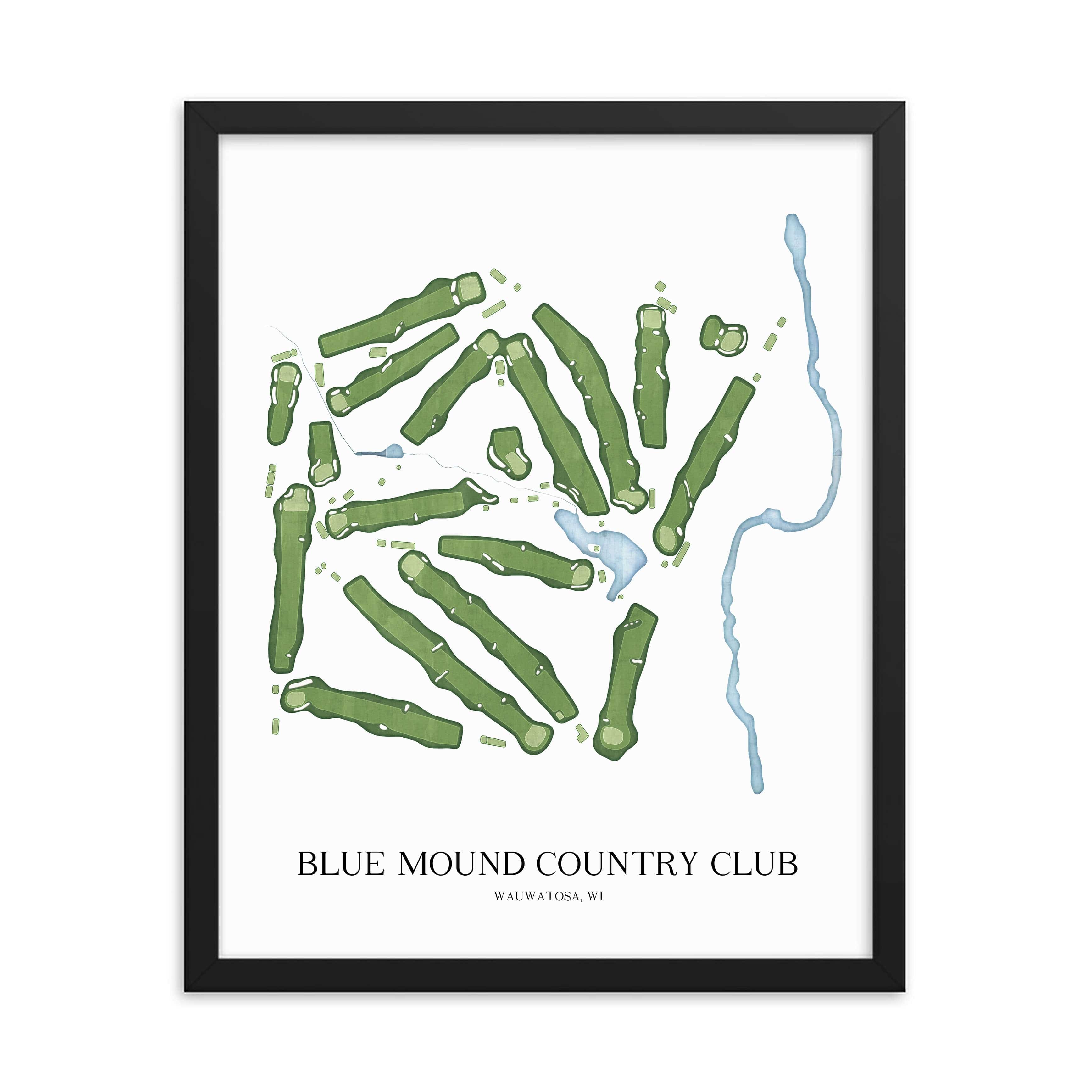 The 19th Hole Golf Shop - Golf Course Prints - Blue Mound Country Club Golf Course Map Golf Map