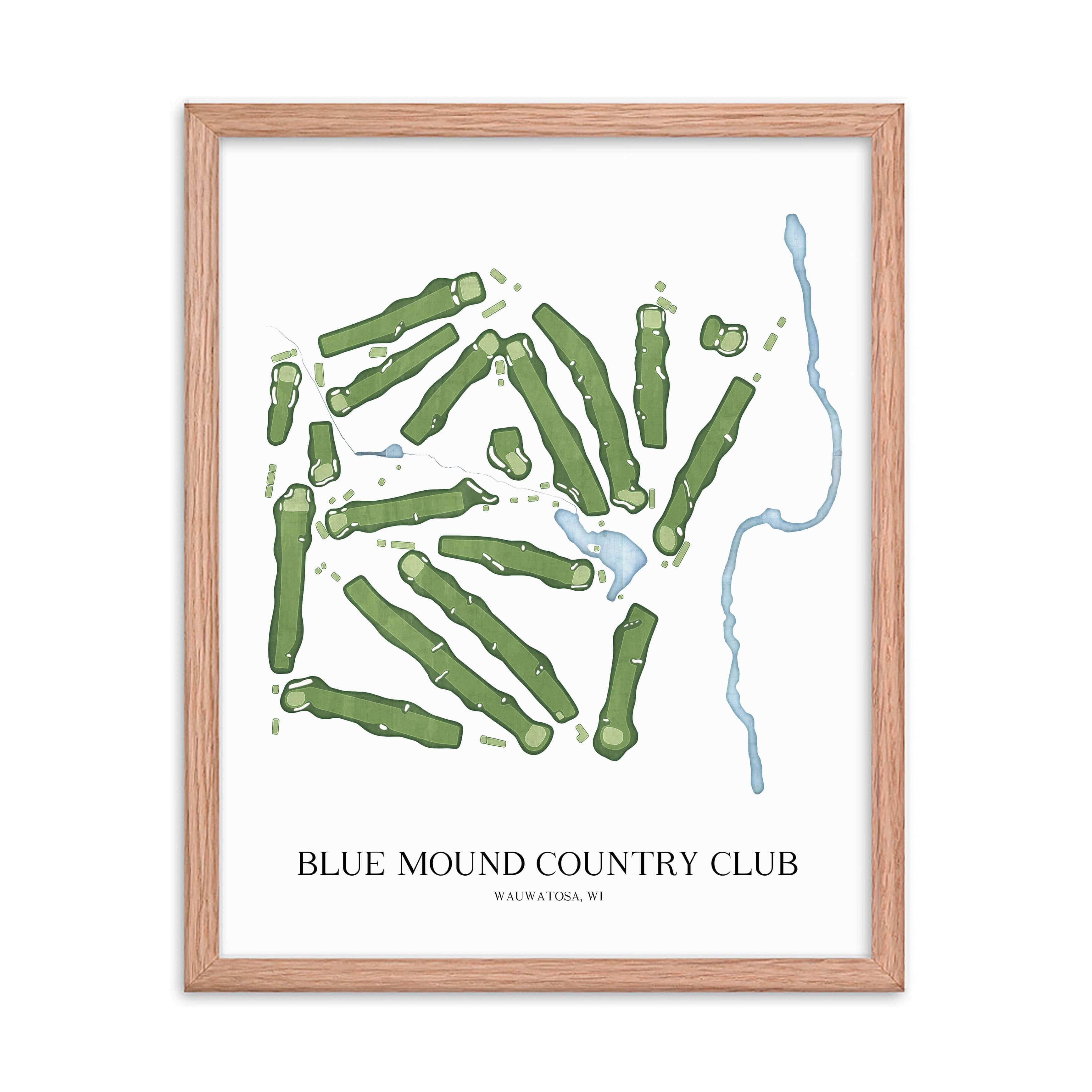 The 19th Hole Golf Shop - Golf Course Prints - Blue Mound Country Club Golf Course Map Golf Map