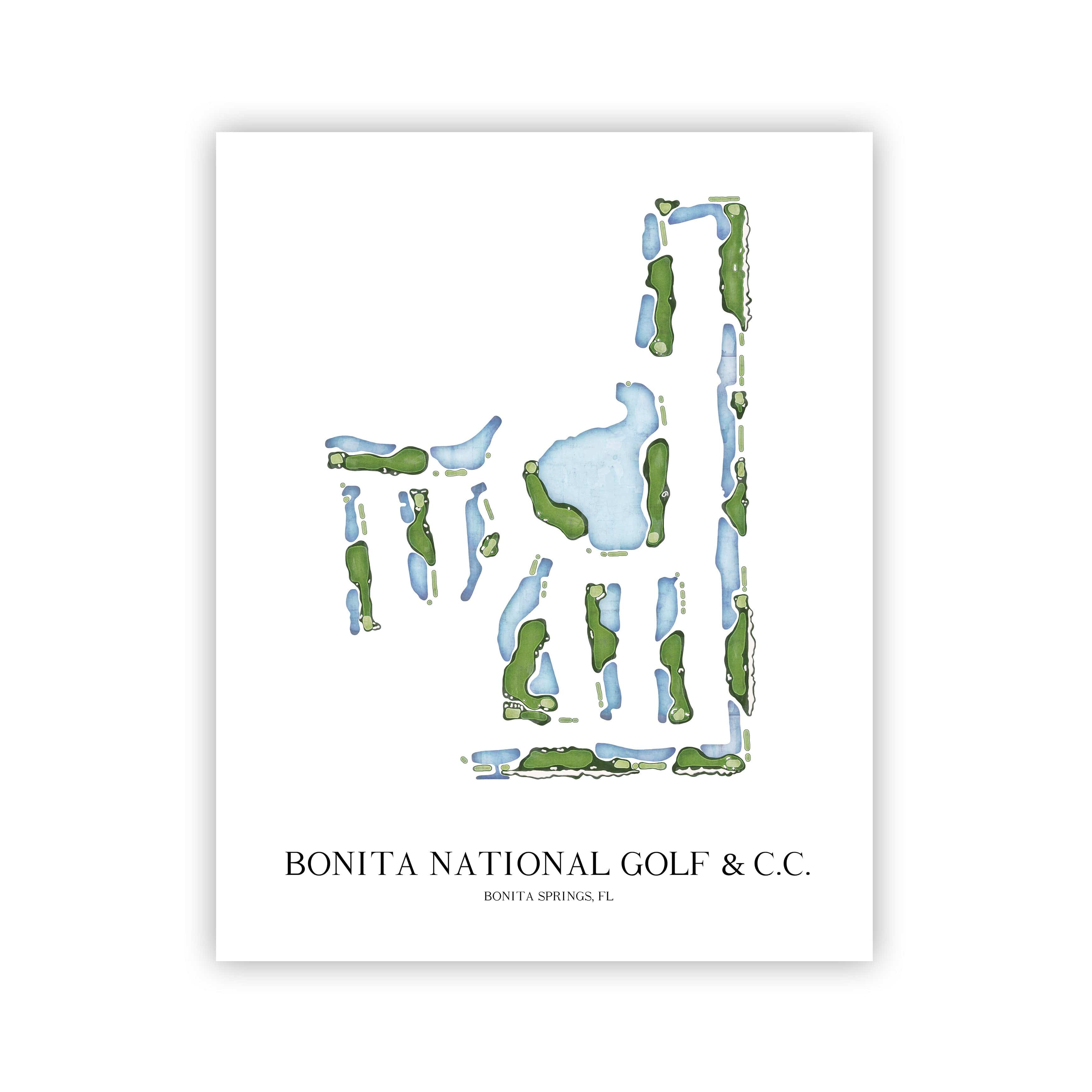 The 19th Hole Golf Shop - Golf Course Prints - Bonita National Golf Club Golf Course Map Golf Map
