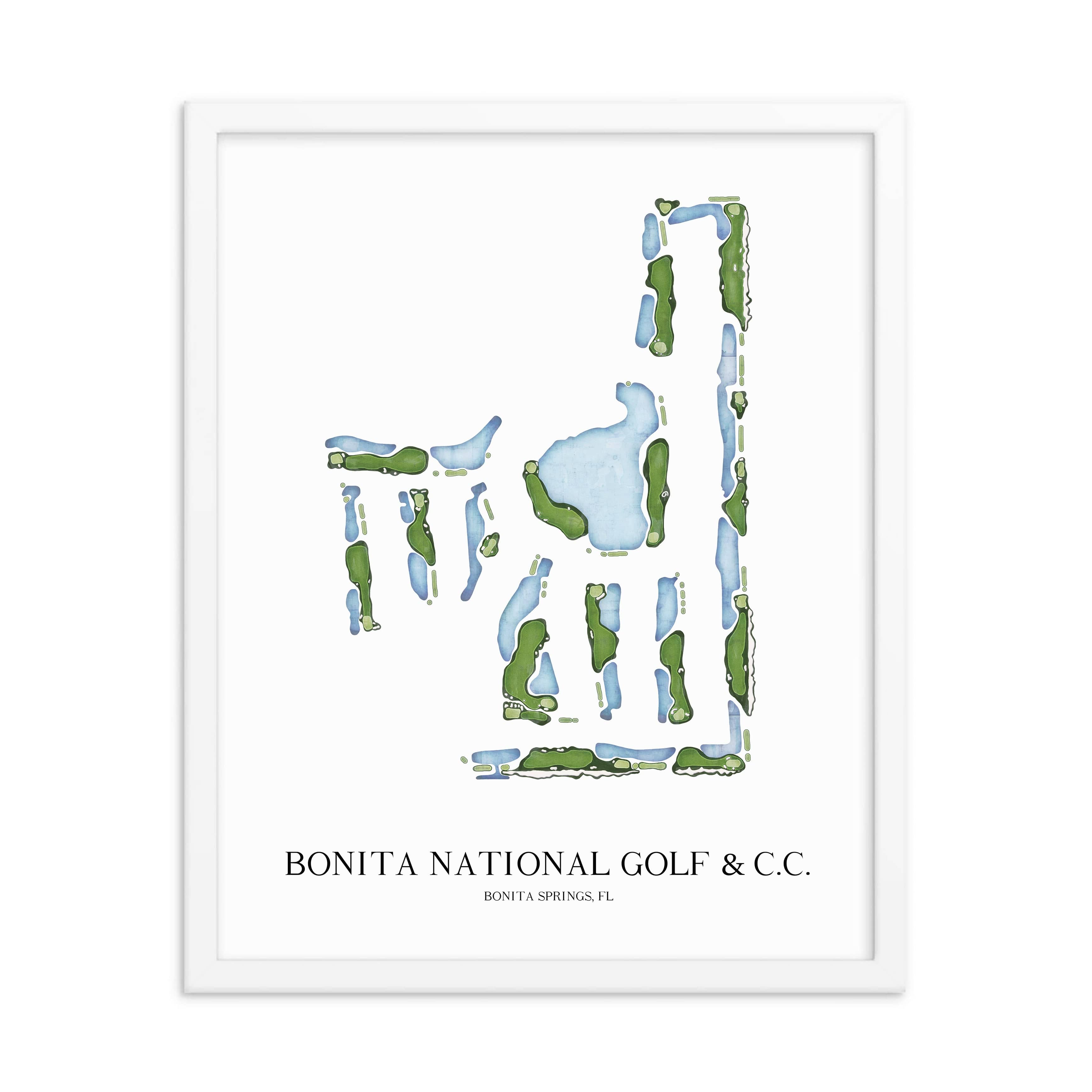 The 19th Hole Golf Shop - Golf Course Prints - Bonita National Golf Club Golf Course Map Golf Map