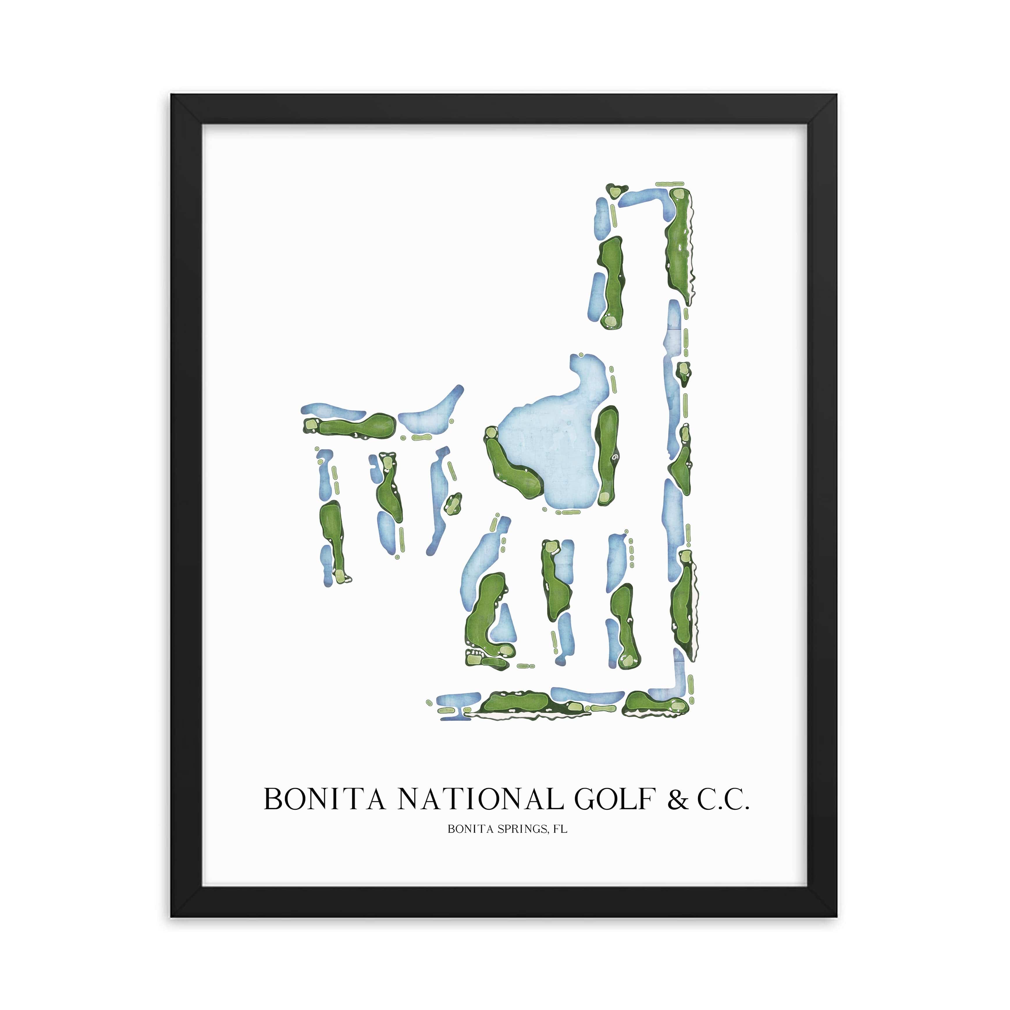 The 19th Hole Golf Shop - Golf Course Prints - Bonita National Golf Club Golf Course Map Golf Map