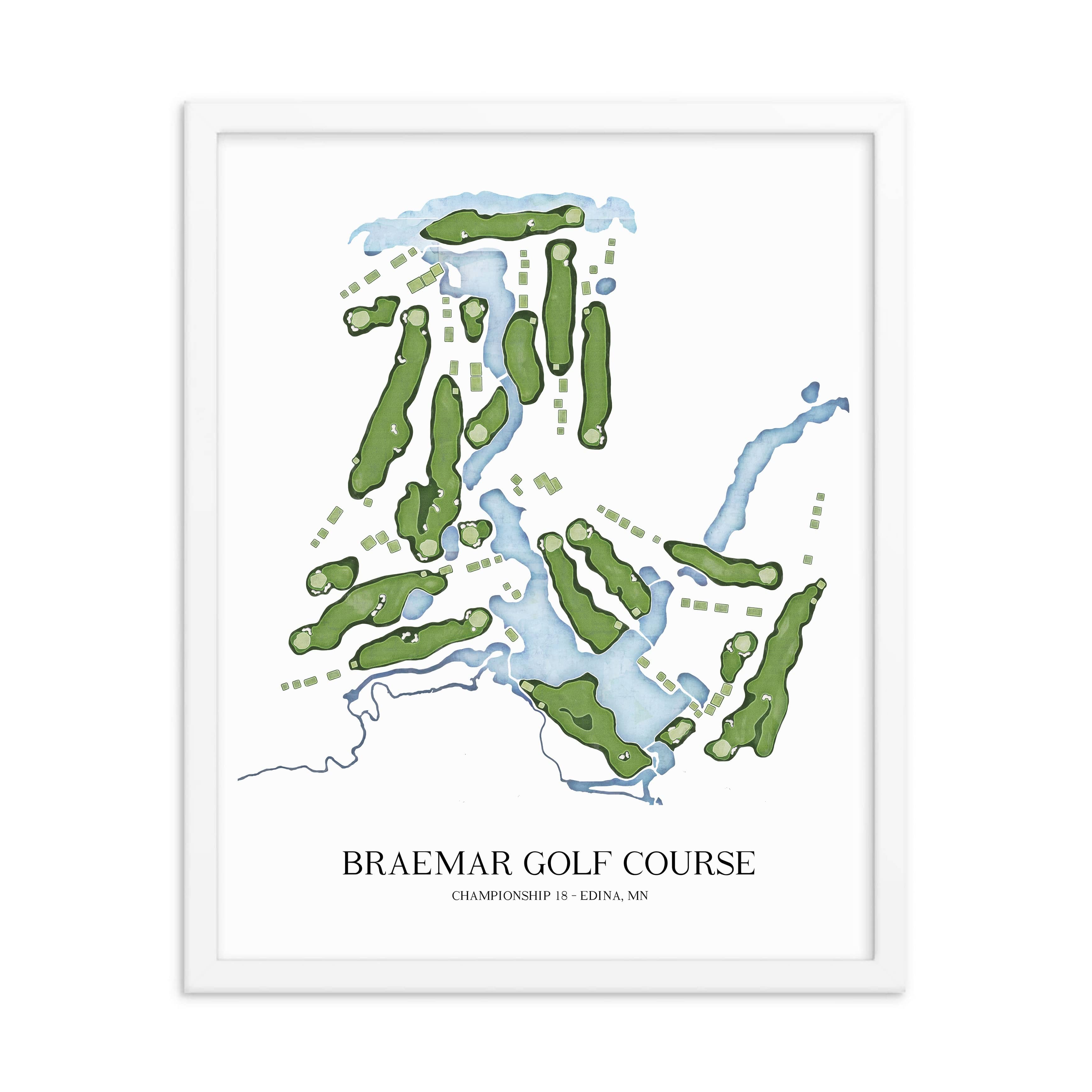 The 19th Hole Golf Shop - Golf Course Prints - Braemar Golf Course Golf Course Map Golf Map