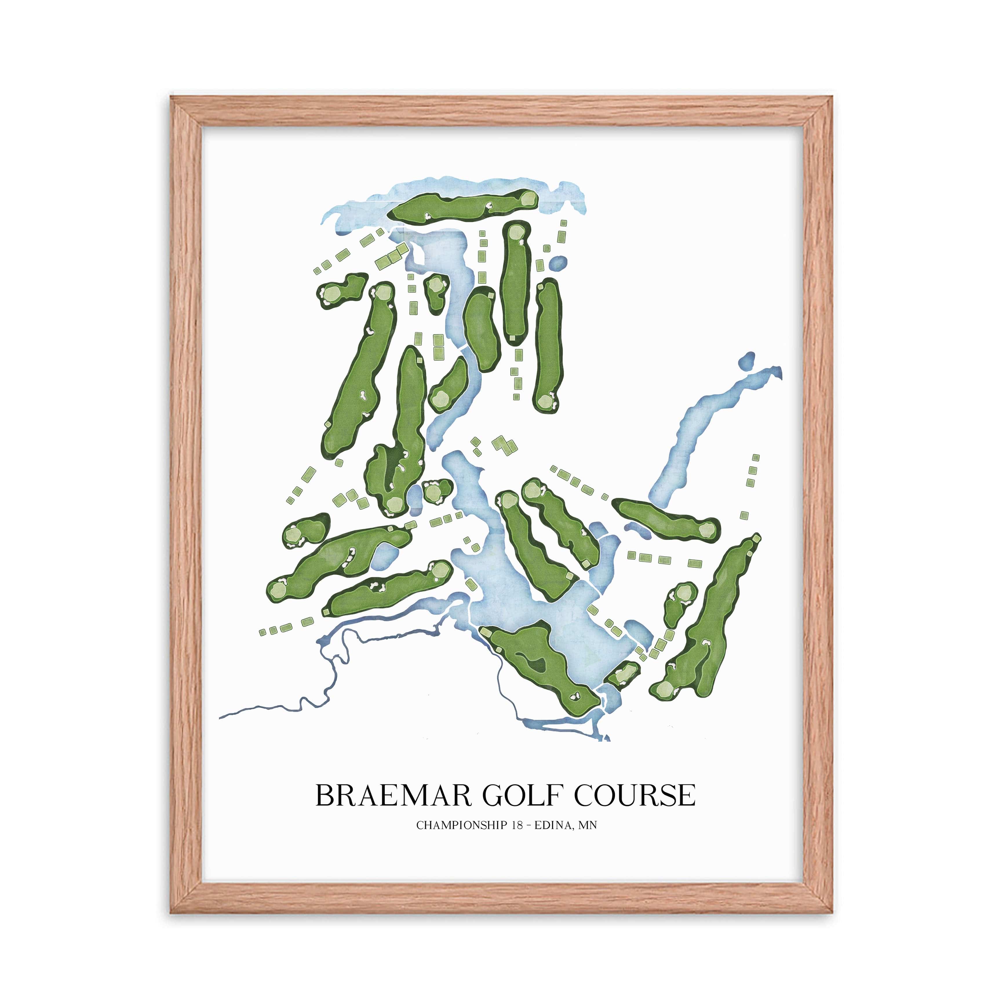 The 19th Hole Golf Shop - Golf Course Prints - Braemar Golf Course Golf Course Map Golf Map