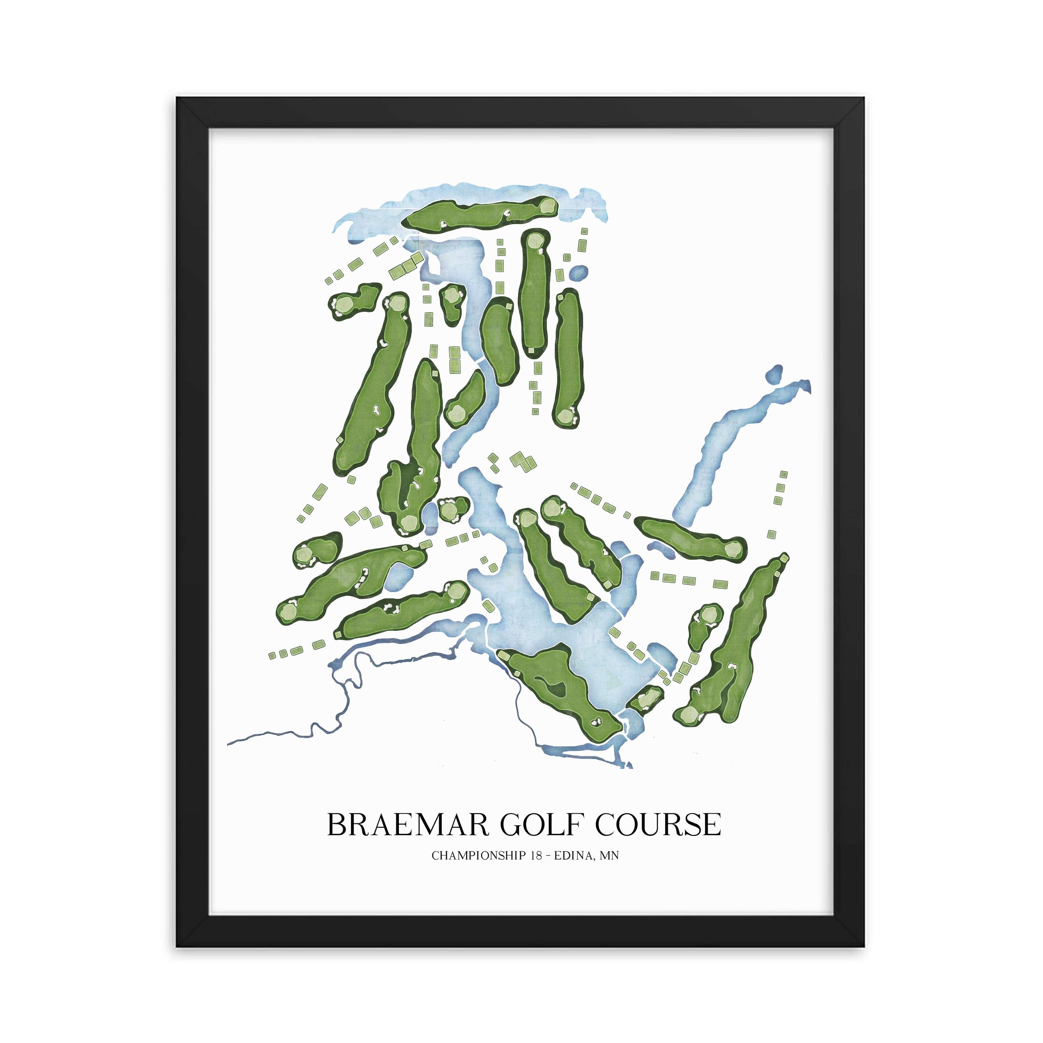 The 19th Hole Golf Shop - Golf Course Prints - Braemar Golf Course Golf Course Map Golf Map
