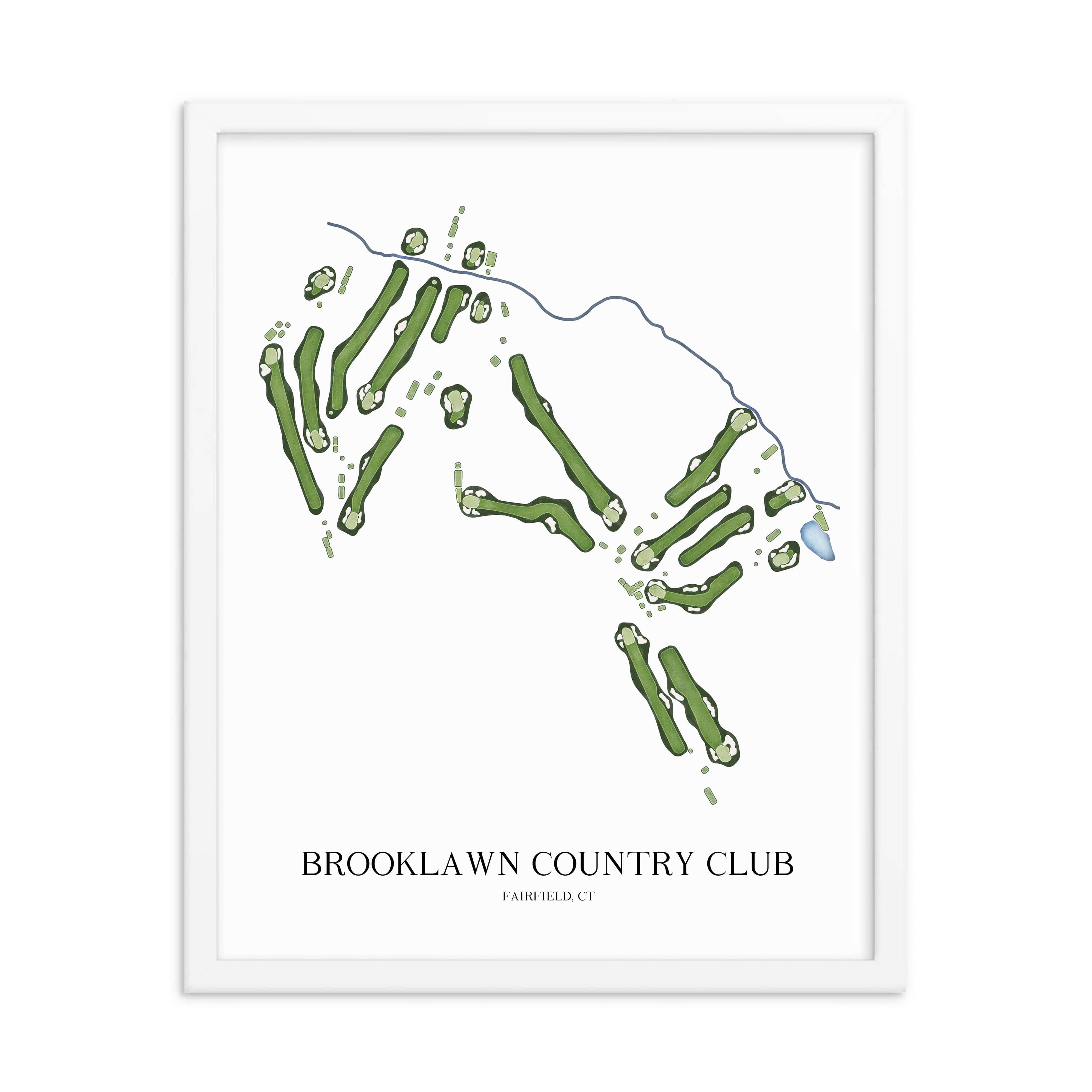 The 19th Hole Golf Shop - Golf Course Prints - Brooklawn Country Club Golf Course Map Golf Map