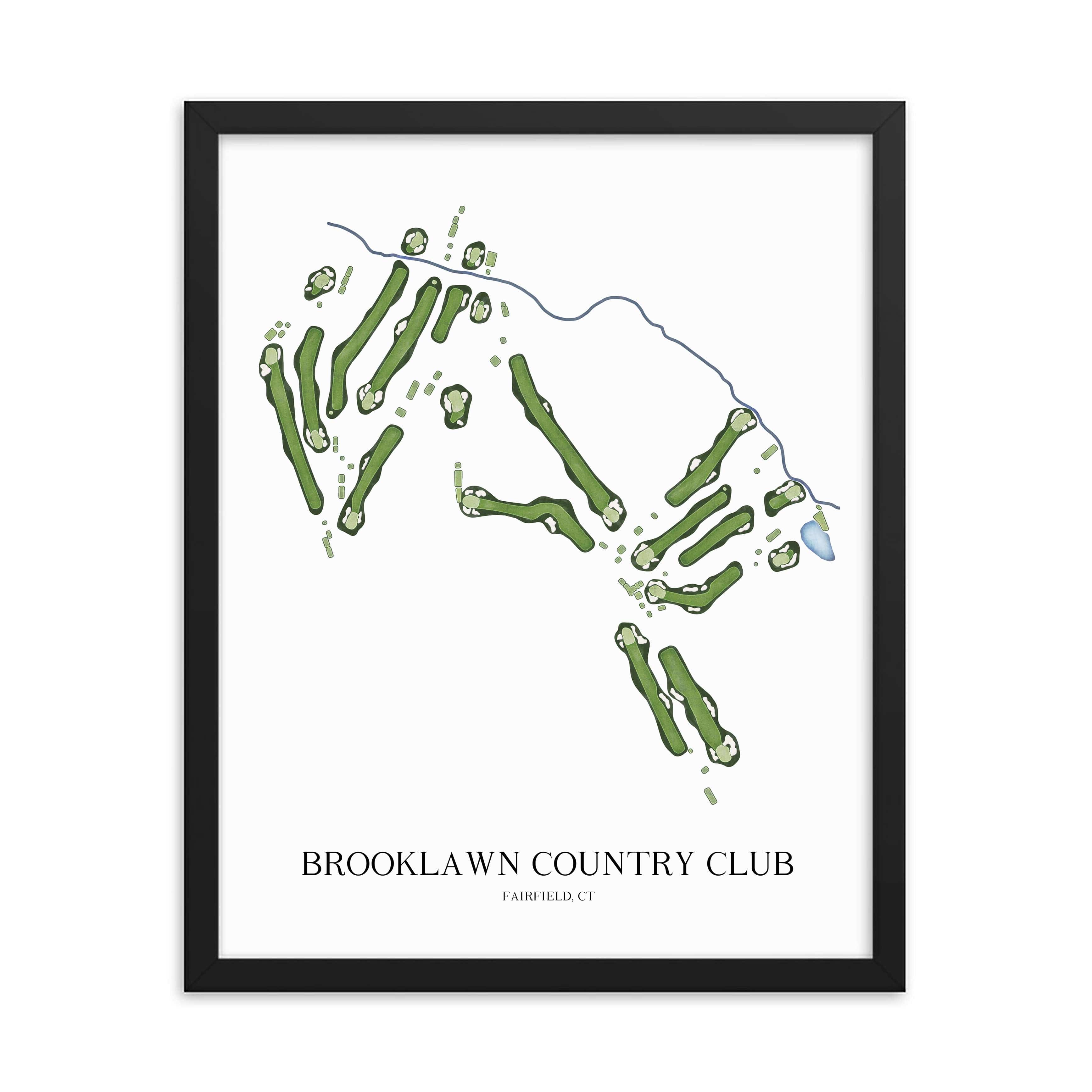 The 19th Hole Golf Shop - Golf Course Prints - Brooklawn Country Club Golf Course Map Golf Map