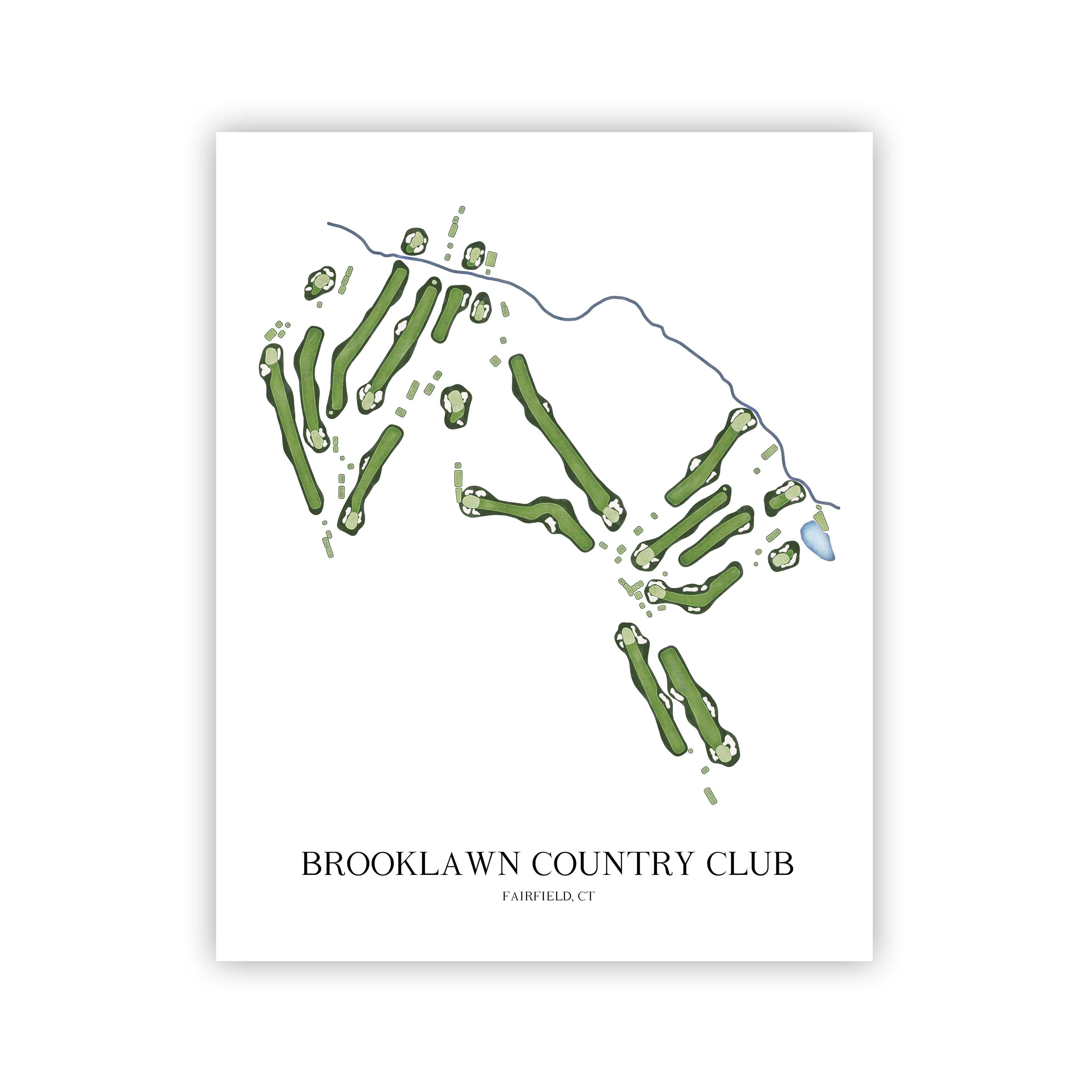 The 19th Hole Golf Shop - Golf Course Prints - Brooklawn Country Club Golf Course Map Golf Map