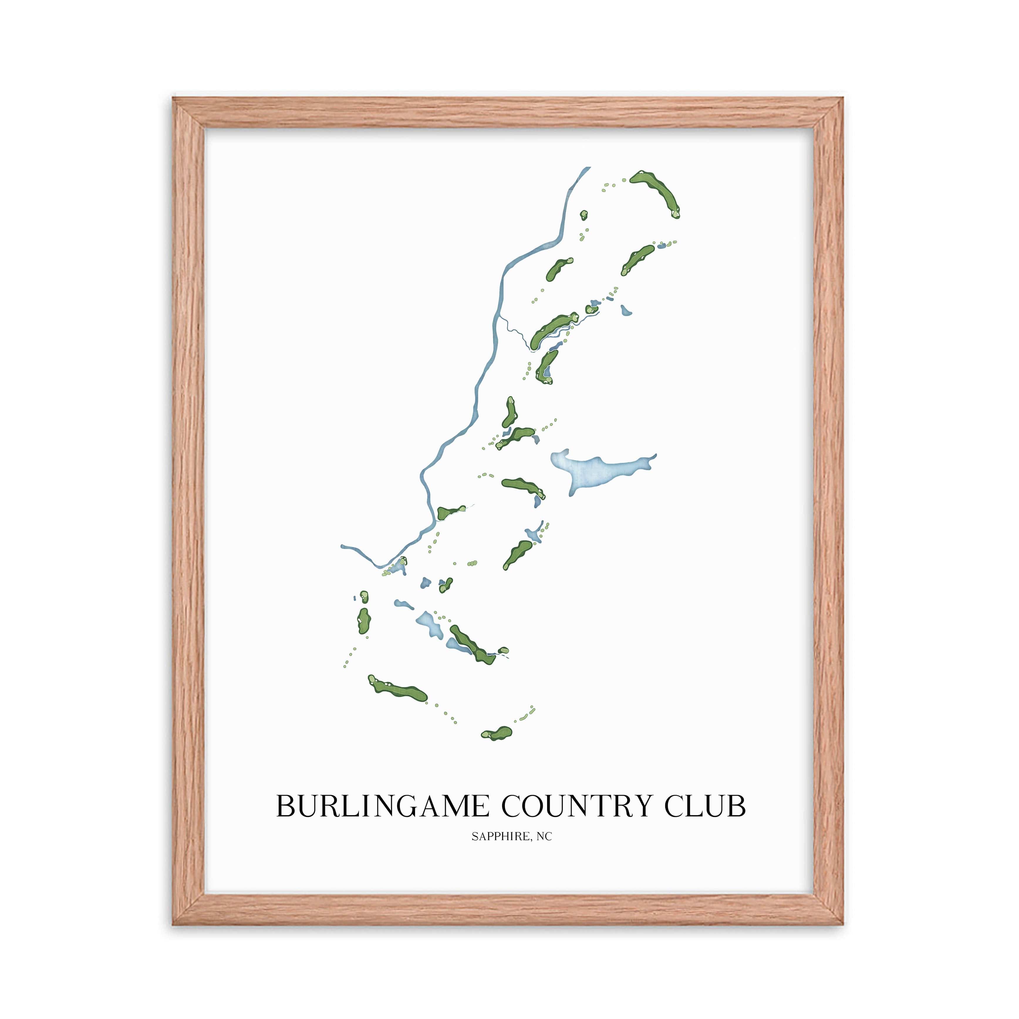 The 19th Hole Golf Shop - Golf Course Prints - Burlingame Country Club Golf Course Map Golf Map