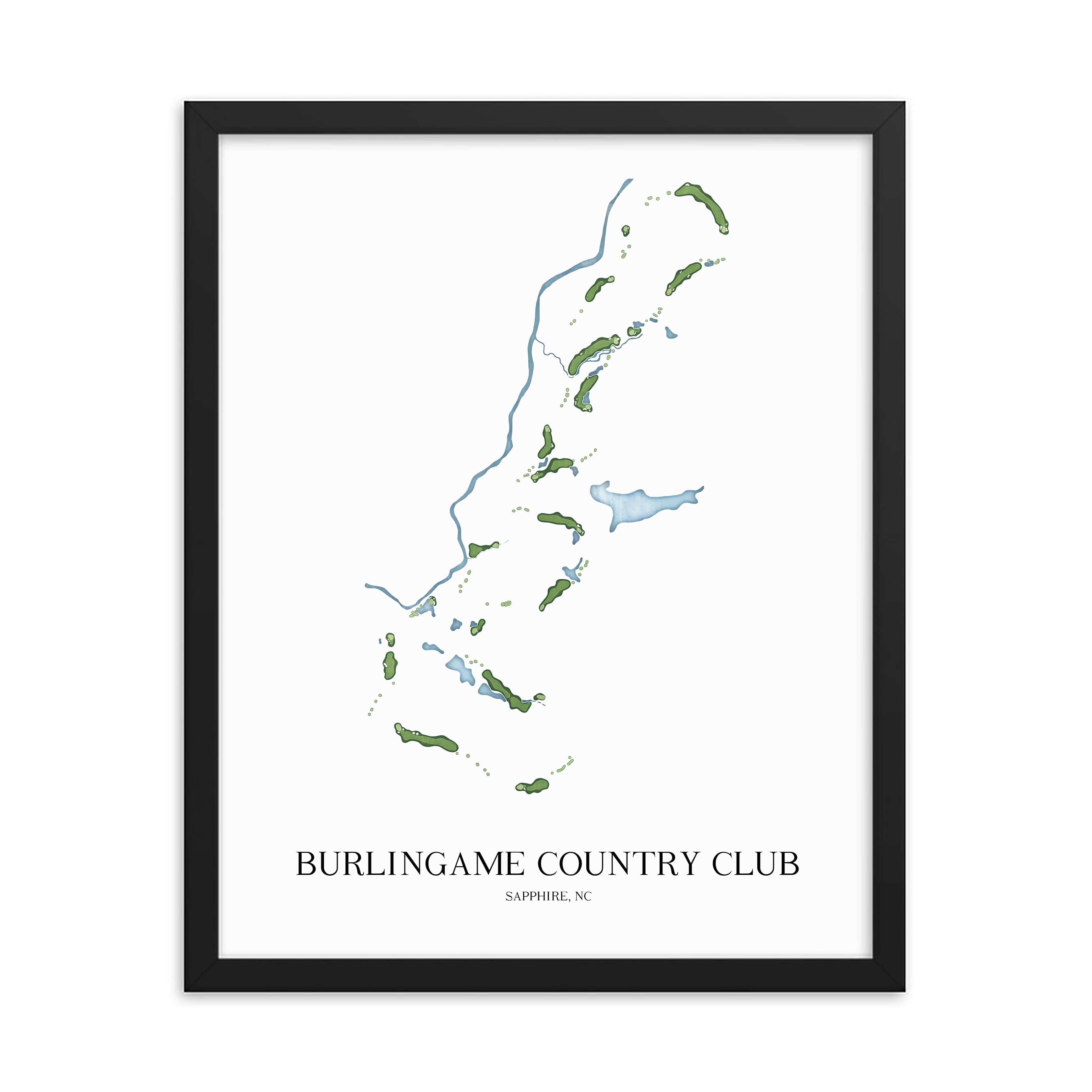 The 19th Hole Golf Shop - Golf Course Prints - Burlingame Country Club Golf Course Map Golf Map