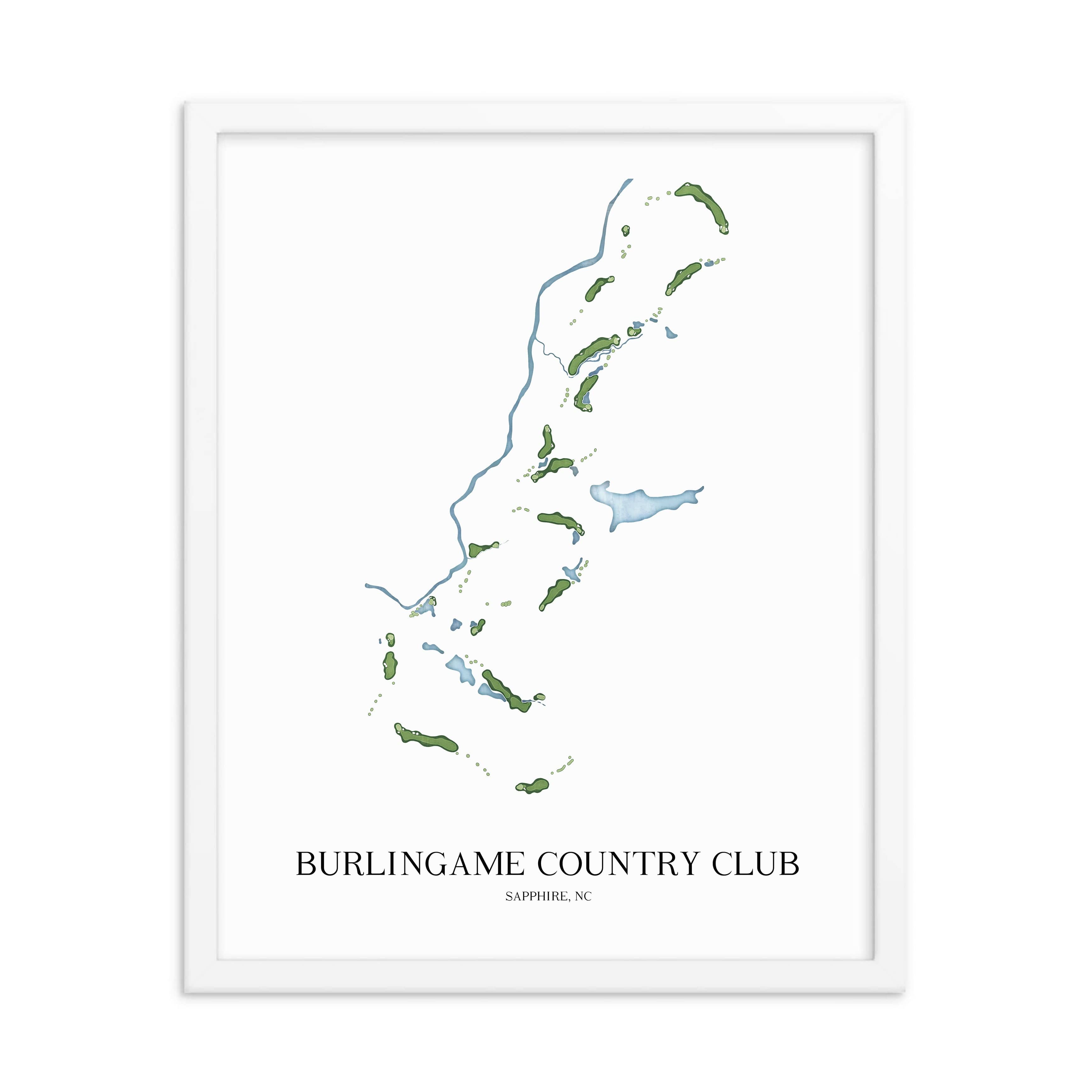 The 19th Hole Golf Shop - Golf Course Prints - Burlingame Country Club Golf Course Map Golf Map