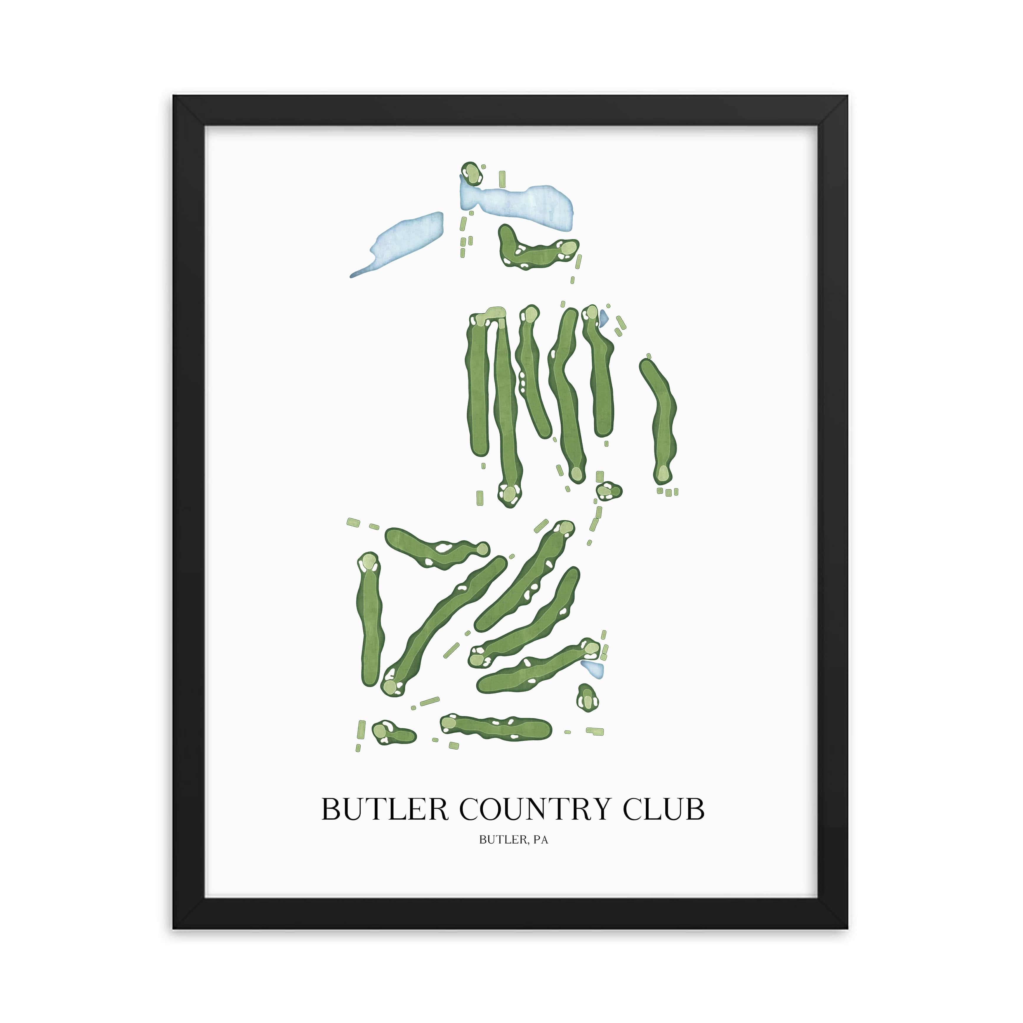 The 19th Hole Golf Shop - Golf Course Prints - Butler Country Club Golf Course Map Golf Map