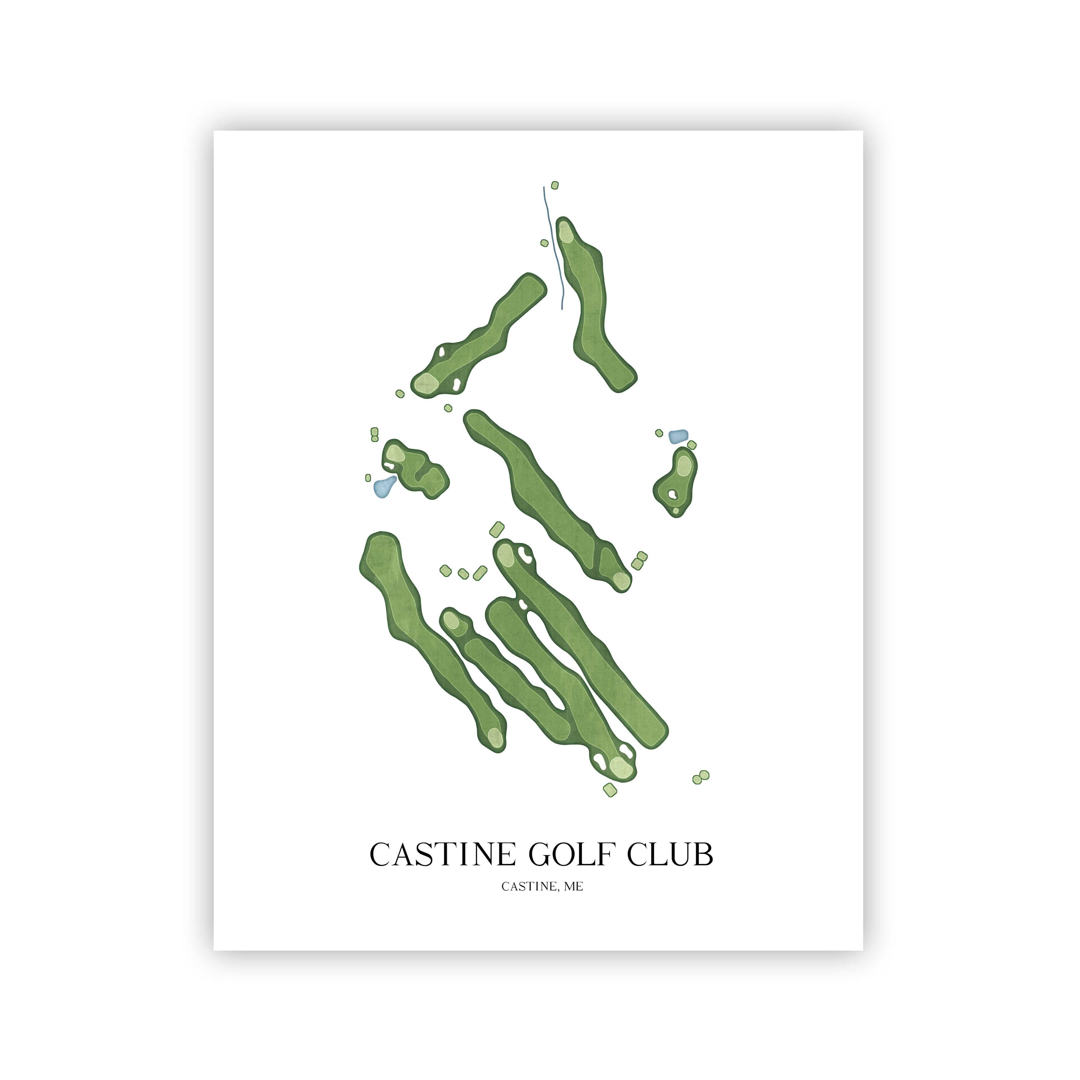The 19th Hole Golf Shop - Golf Course Prints - Castine Golf Club Golf Course Map Golf Map