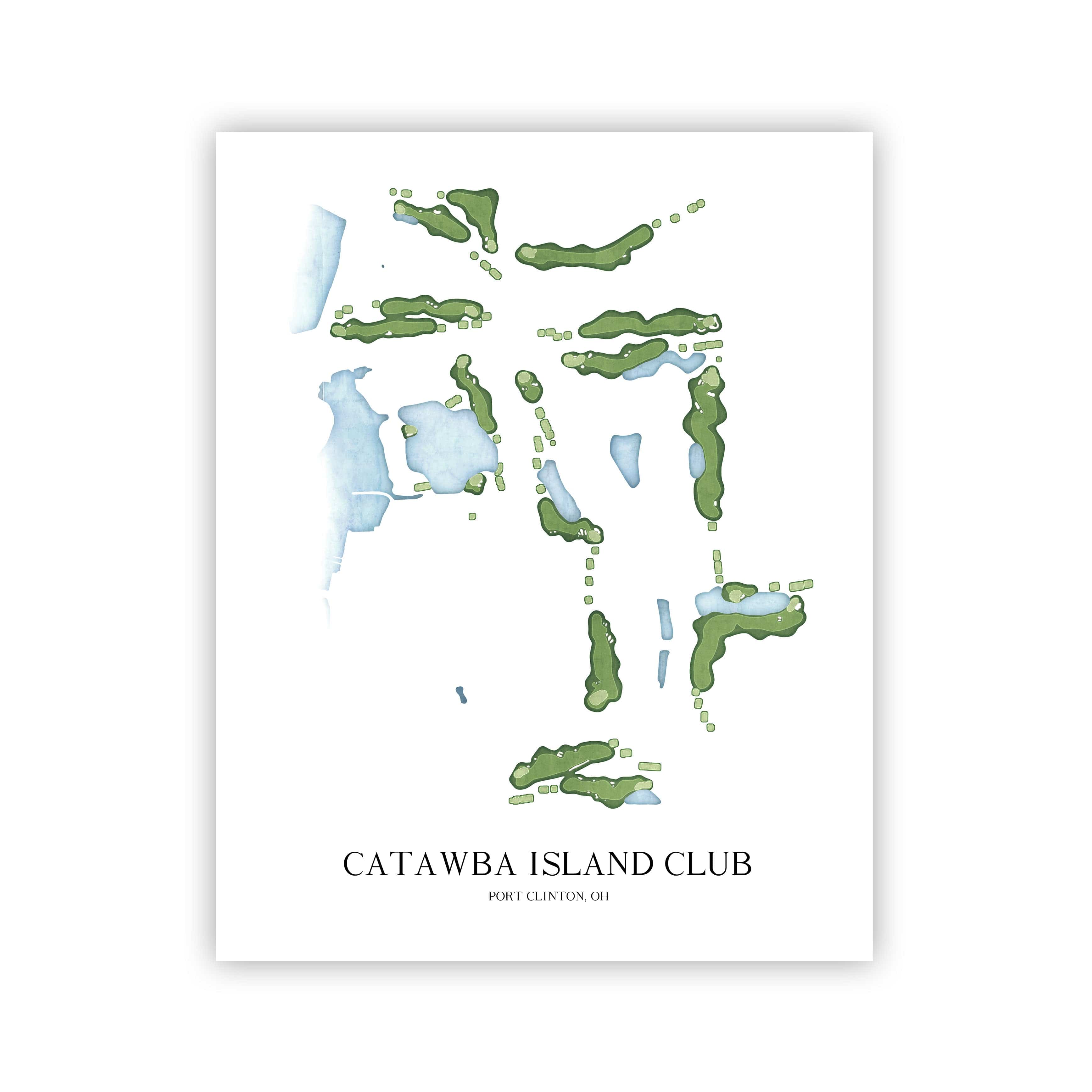 The 19th Hole Golf Shop - Golf Course Prints - Catawba Island Club Golf Course Map Golf Map