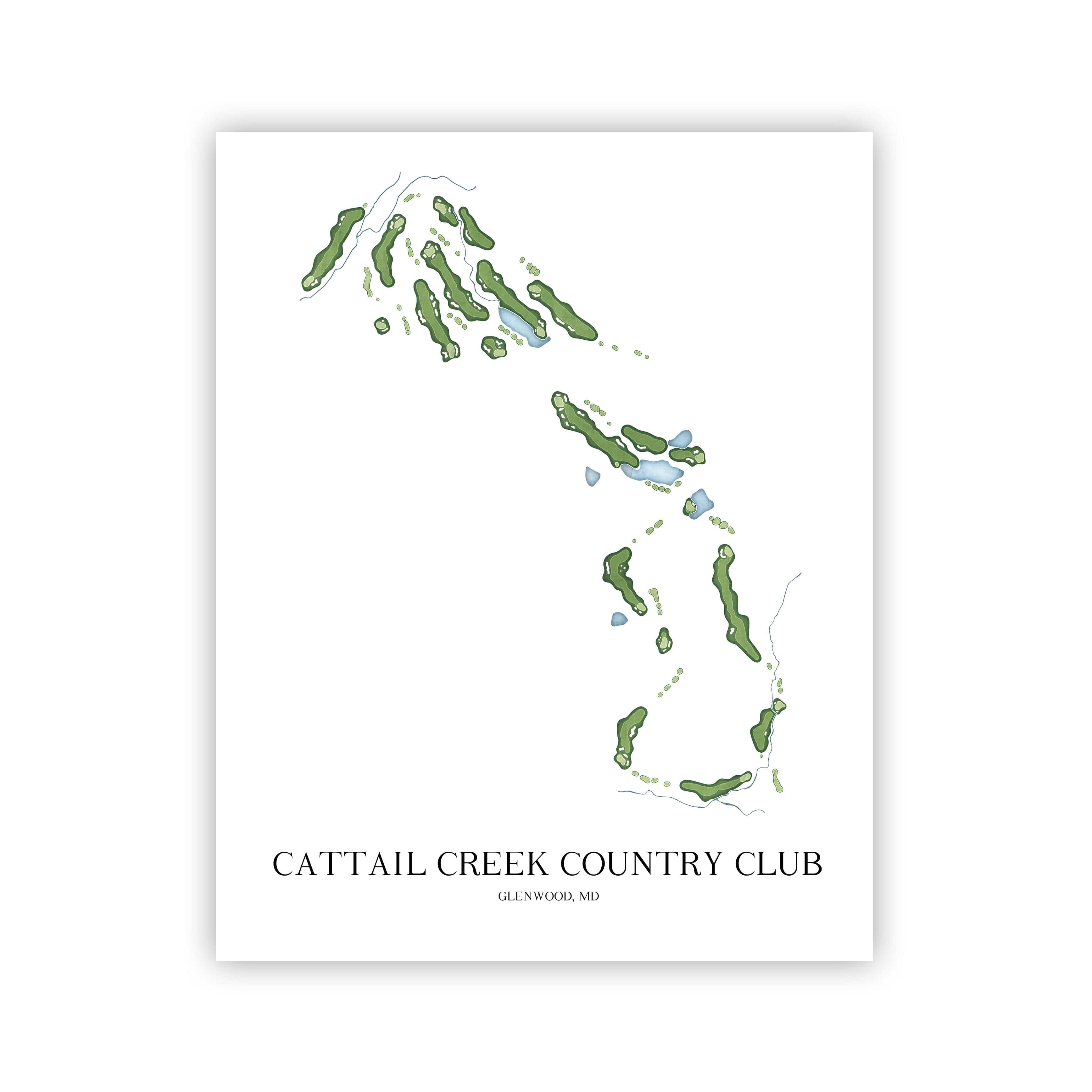 The 19th Hole Golf Shop - Golf Course Prints - Cattail Creek Country Club Golf Course Map Golf Map