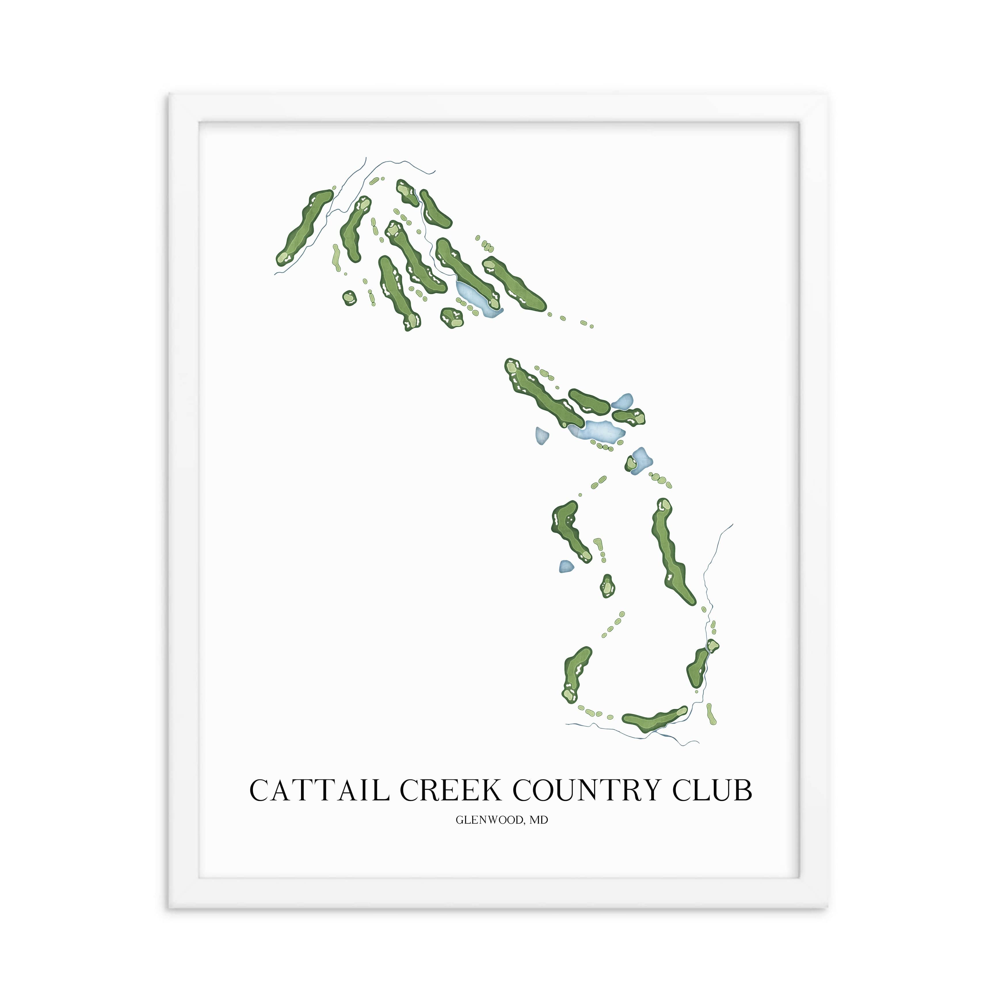 The 19th Hole Golf Shop - Golf Course Prints - Cattail Creek Country Club Golf Course Map Golf Map