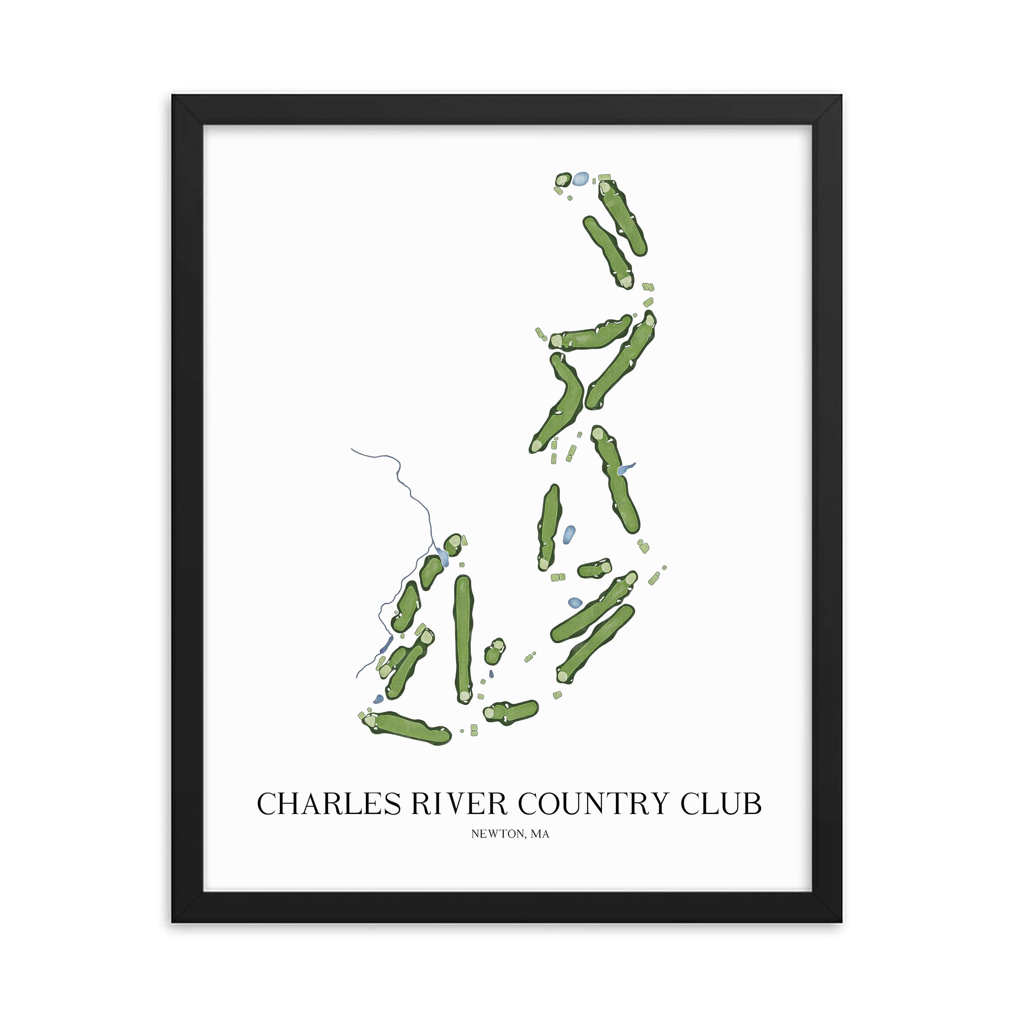 The 19th Hole Golf Shop - Golf Course Prints - Charles River Country Club Golf Course Map Golf Map