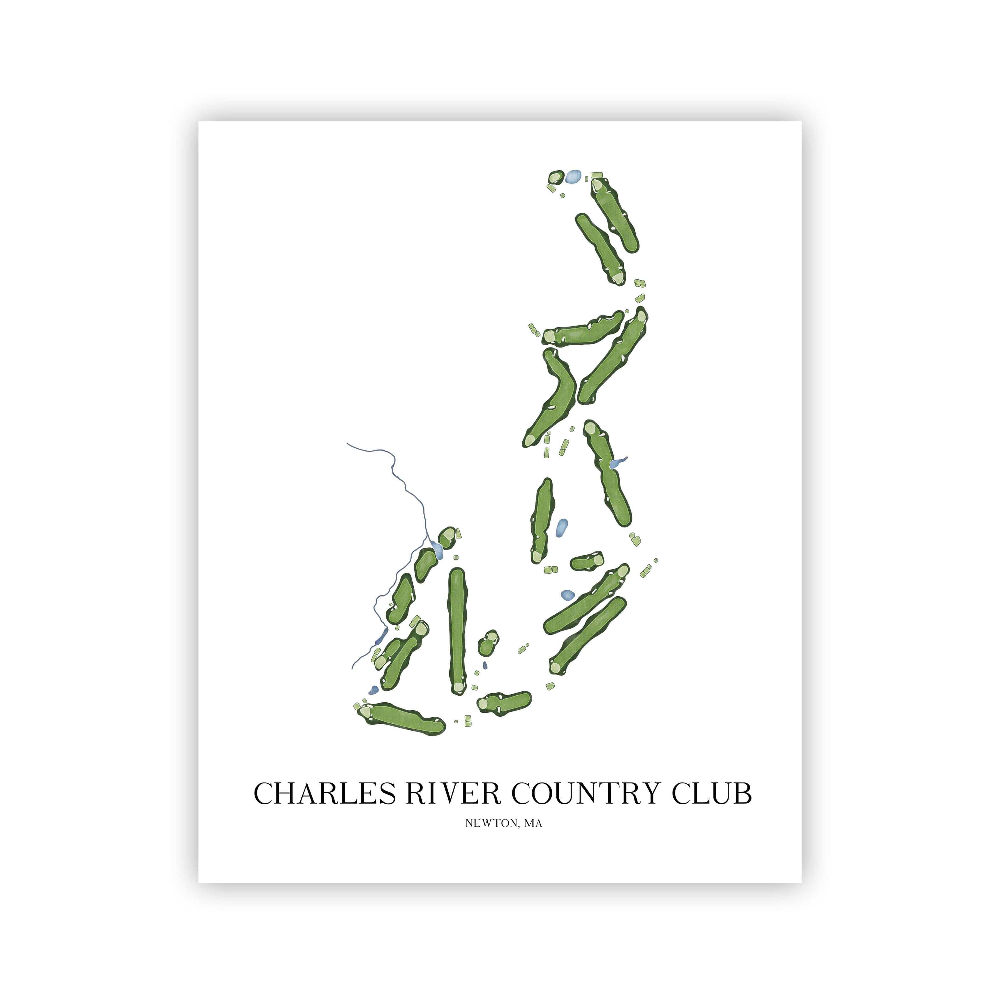 The 19th Hole Golf Shop - Golf Course Prints - Charles River Country Club Golf Course Map Golf Map