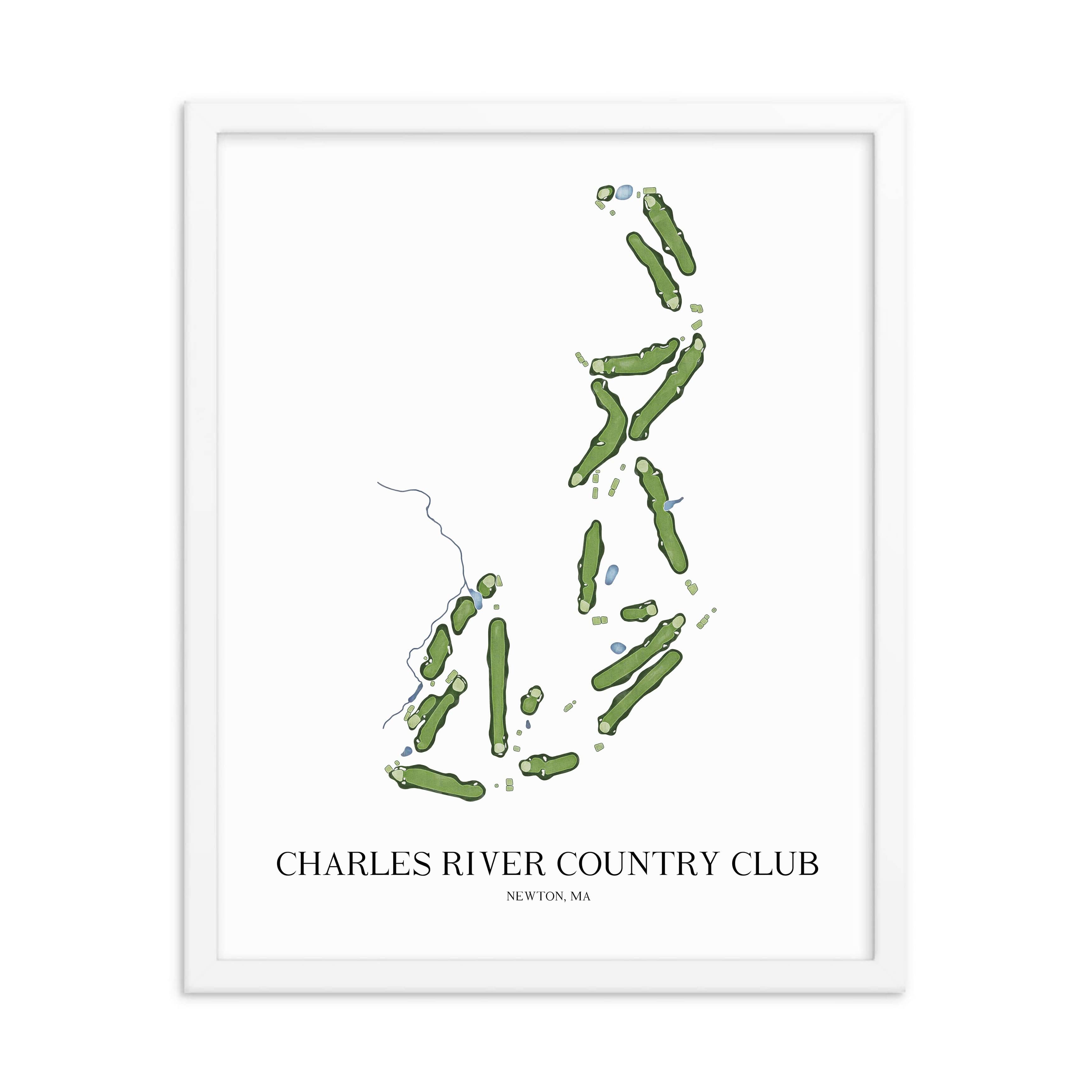 The 19th Hole Golf Shop - Golf Course Prints - Charles River Country Club Golf Course Map Golf Map
