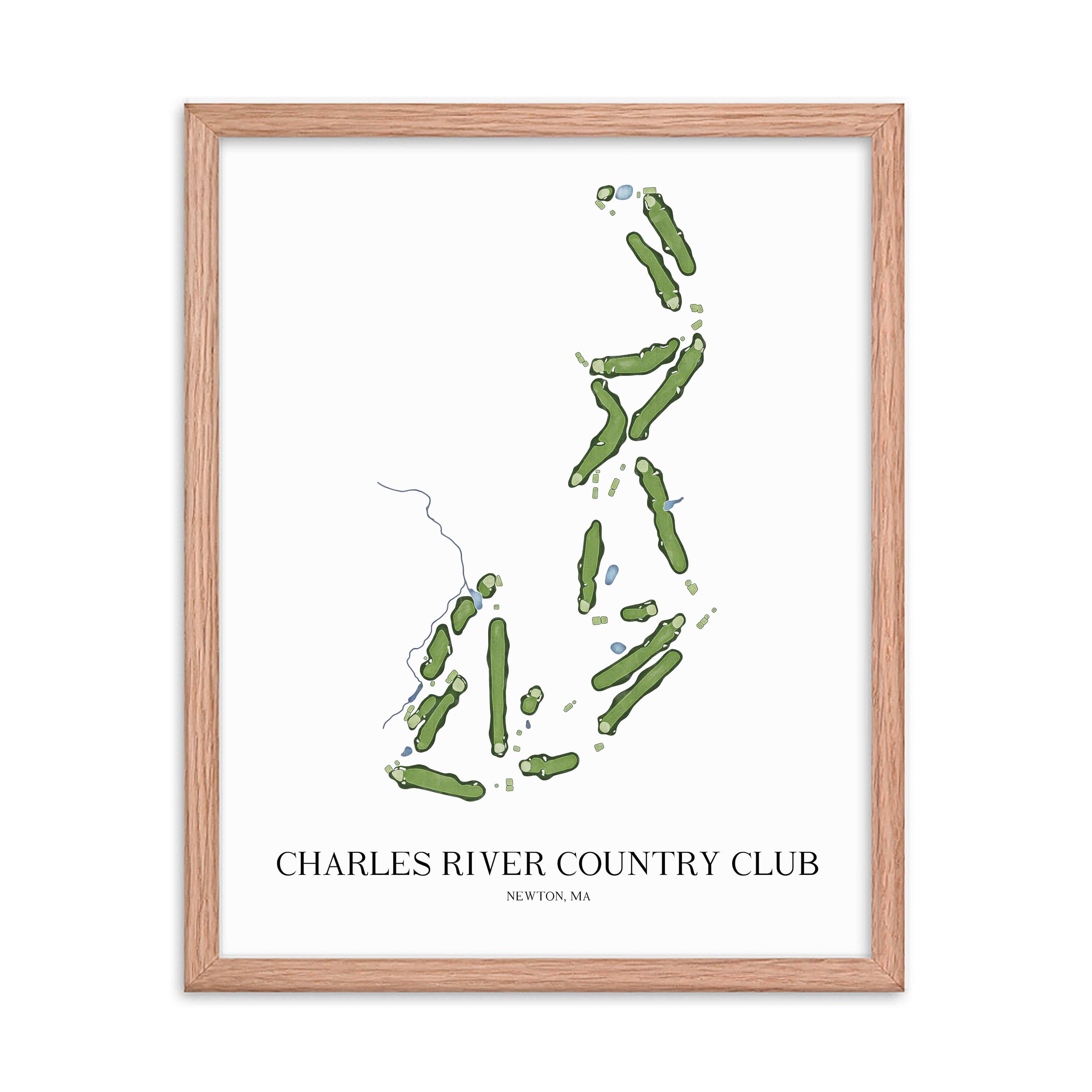 The 19th Hole Golf Shop - Golf Course Prints - Charles River Country Club Golf Course Map Golf Map