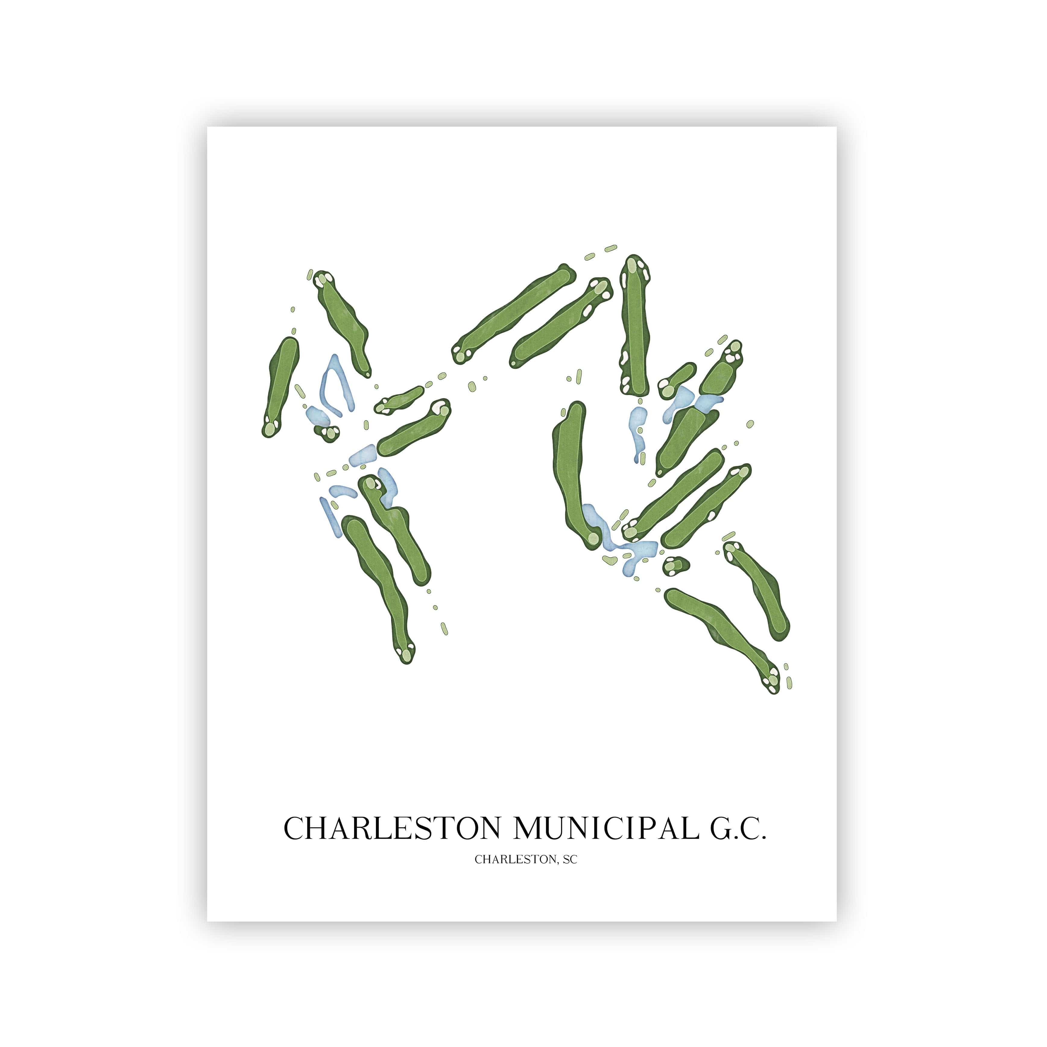 The 19th Hole Golf Shop - Golf Course Prints - Charleston Municipal Golf Course Golf Course Map Golf Map