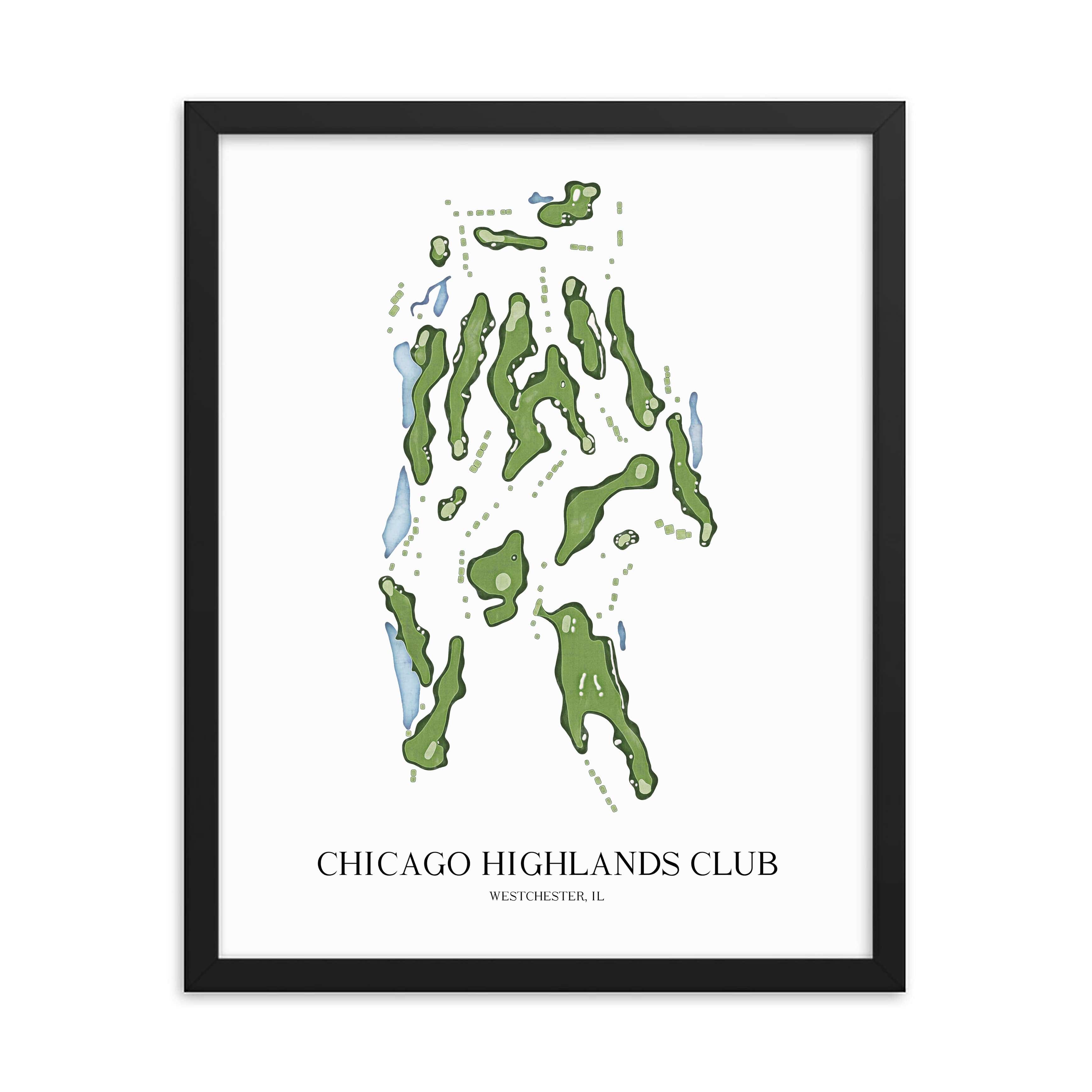 The 19th Hole Golf Shop - Golf Course Prints - Chicago Highlands Club Golf Course Map Golf Map