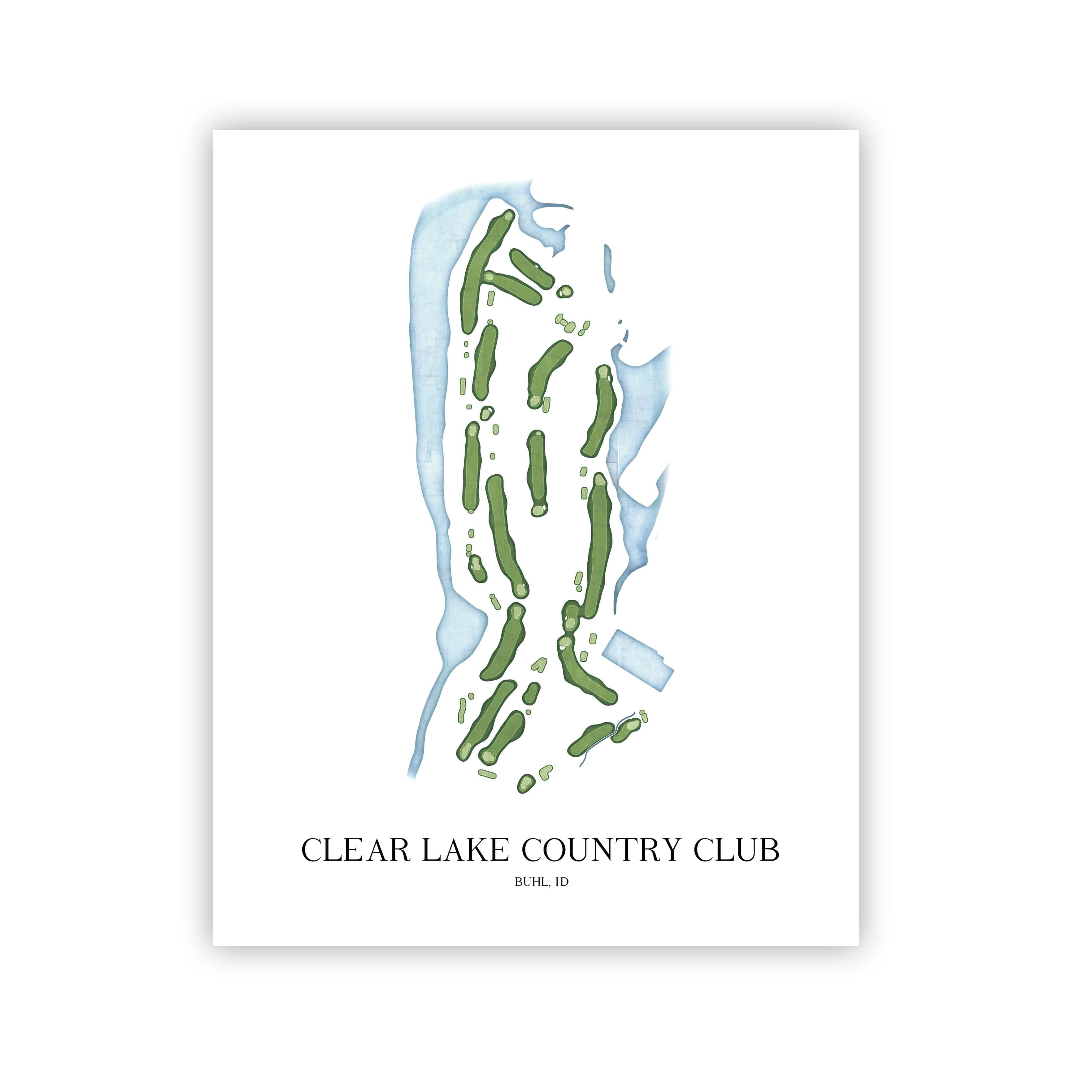 The 19th Hole Golf Shop - Golf Course Prints - Clear Lake Country Club Golf Course Map Golf Map