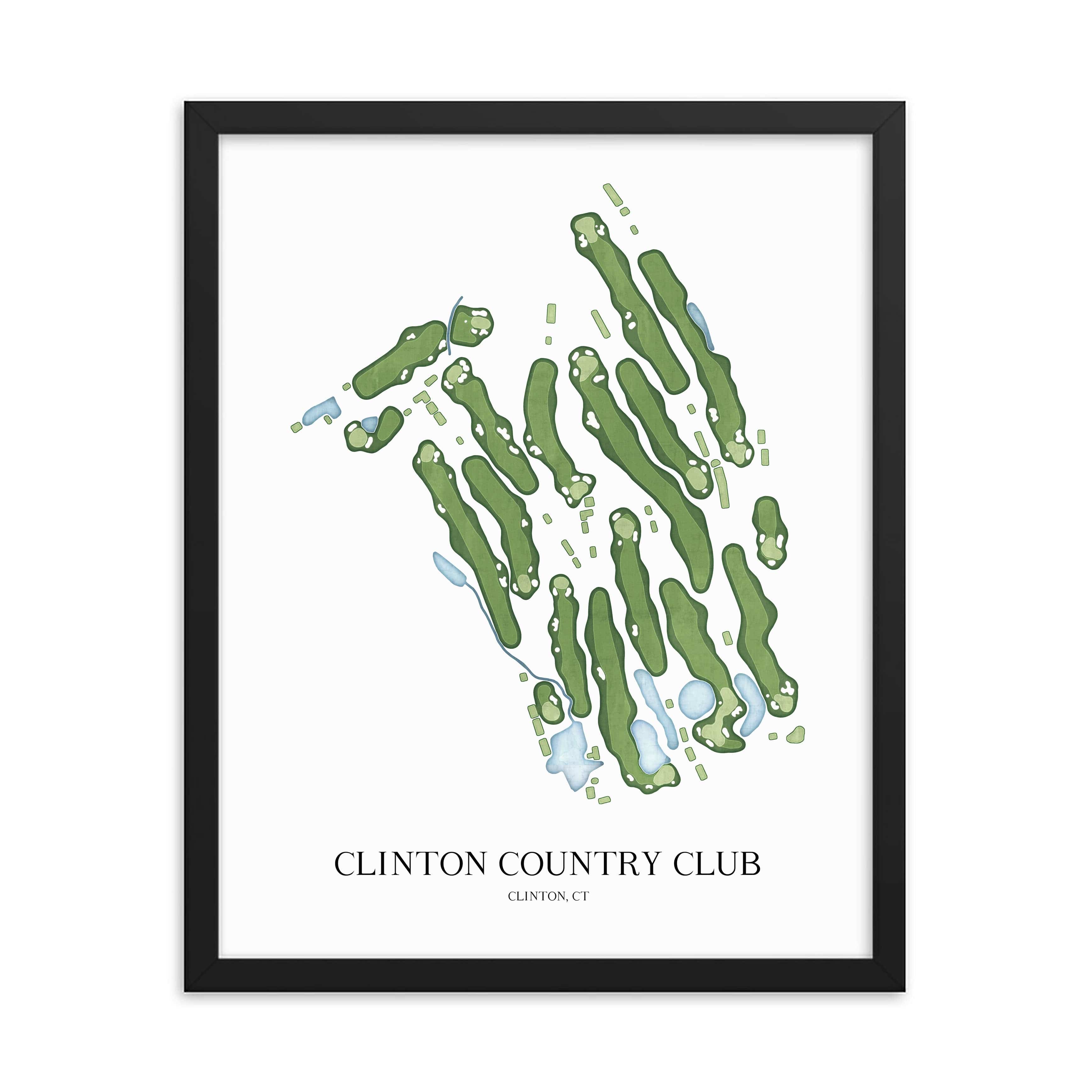 The 19th Hole Golf Shop - Golf Course Prints - Clinton Country Club Golf Course Map Golf Map