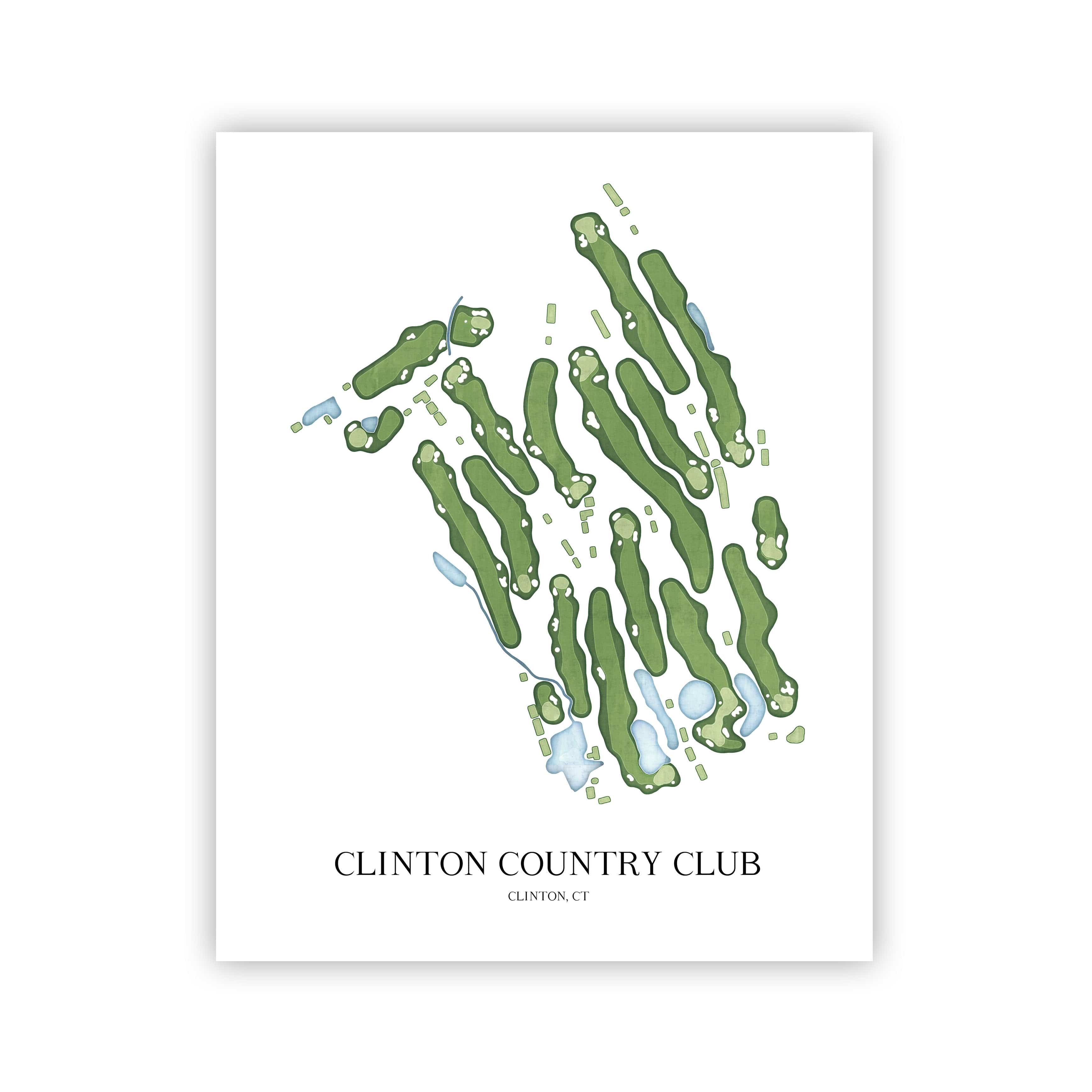 The 19th Hole Golf Shop - Golf Course Prints - Clinton Country Club Golf Course Map Golf Map