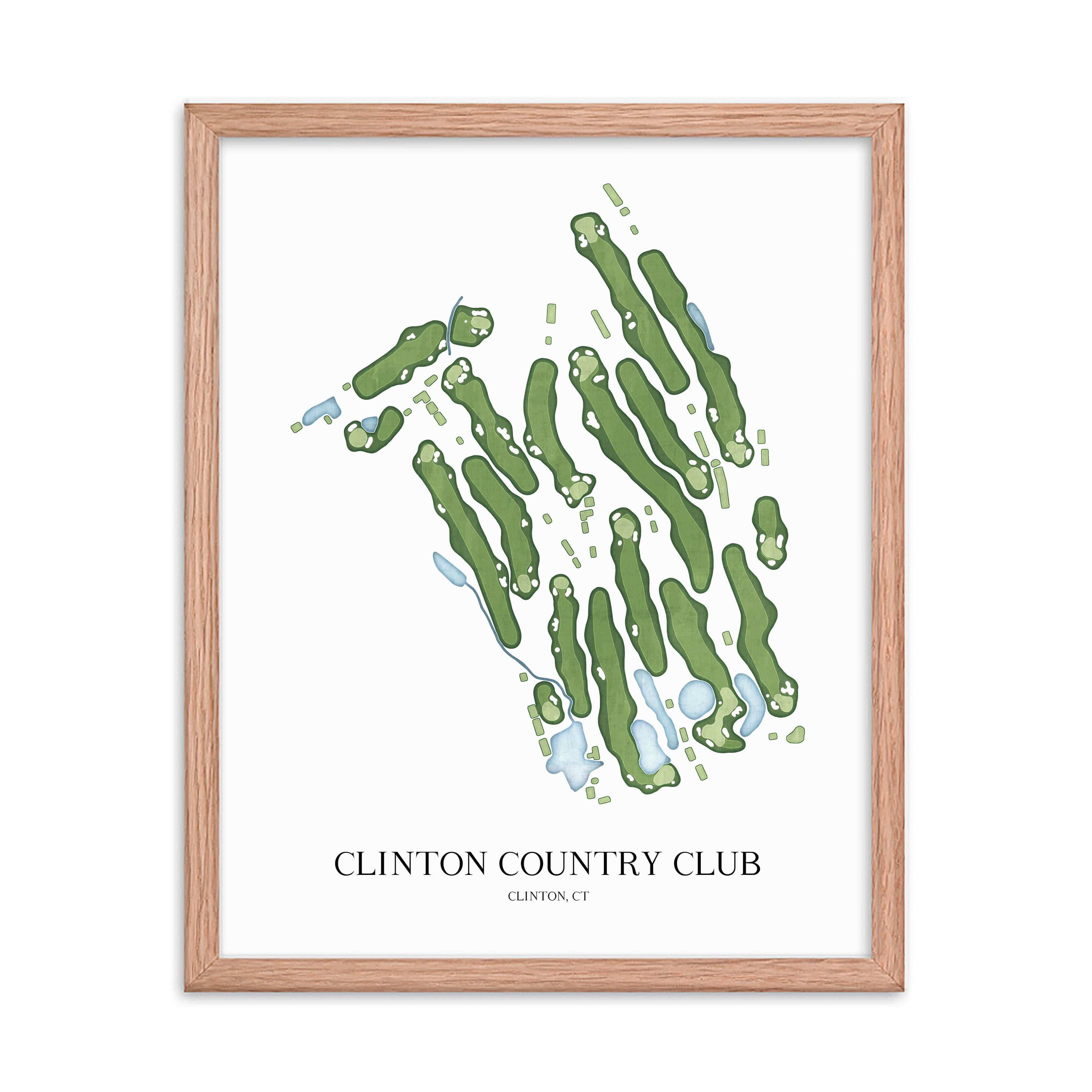 The 19th Hole Golf Shop - Golf Course Prints - Clinton Country Club Golf Course Map Golf Map