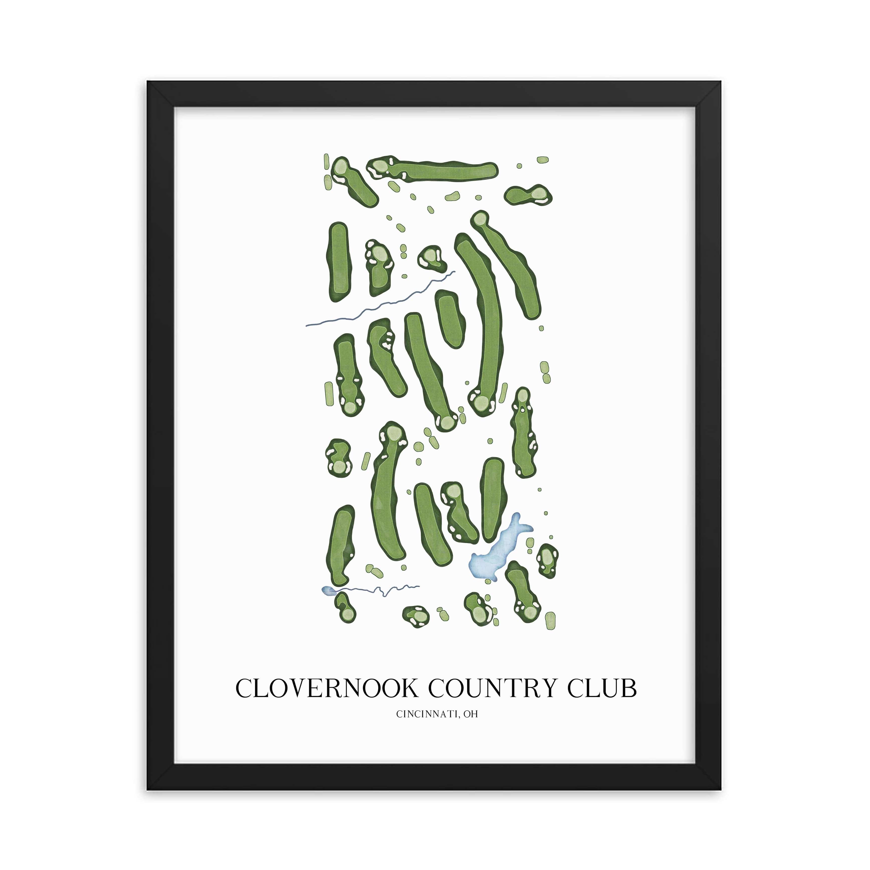 The 19th Hole Golf Shop - Golf Course Prints - Clovernook Country Club Golf Course Map Golf Map