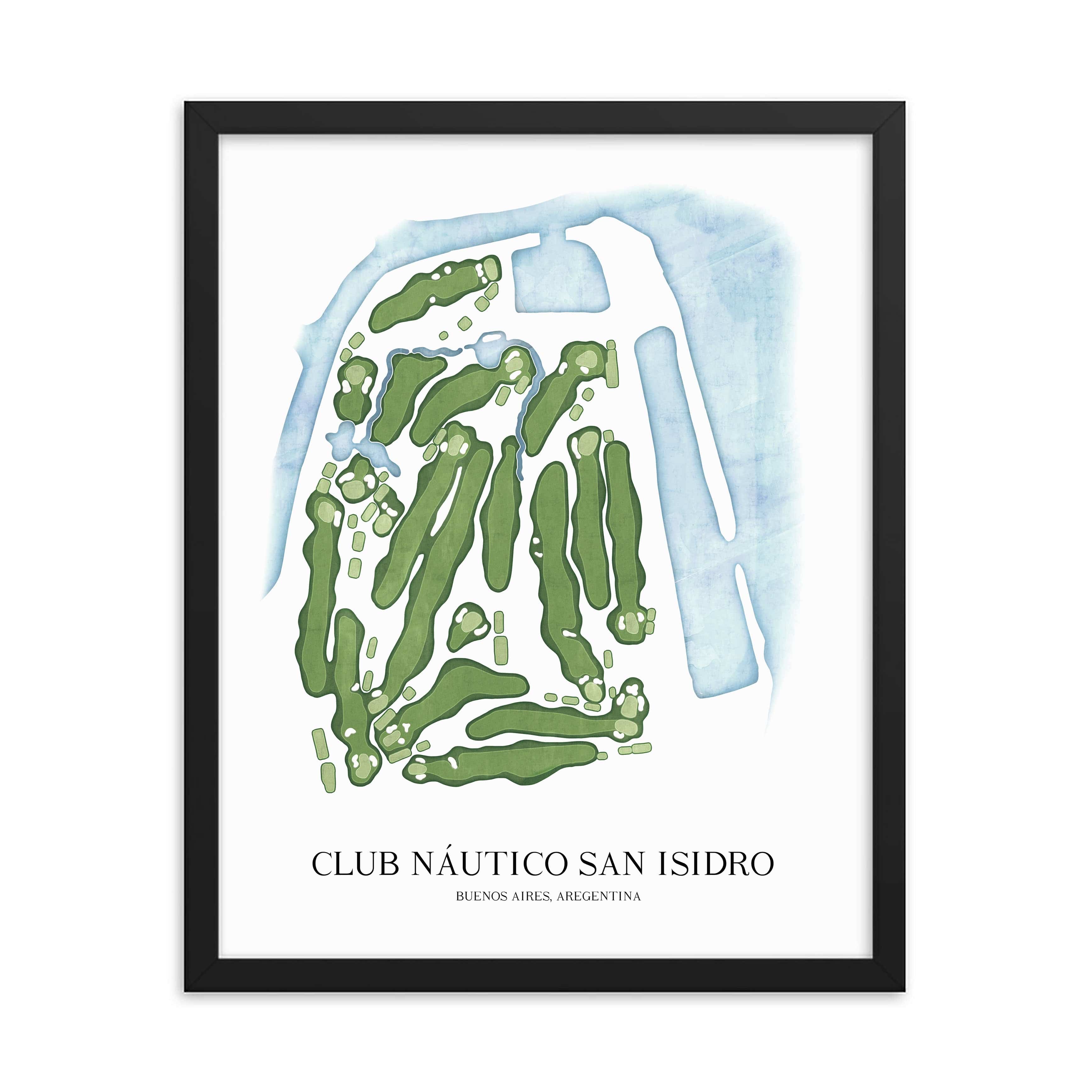 The 19th Hole Golf Shop - Golf Course Prints - Club Nautico San Isidro Golf Course Map Golf Map