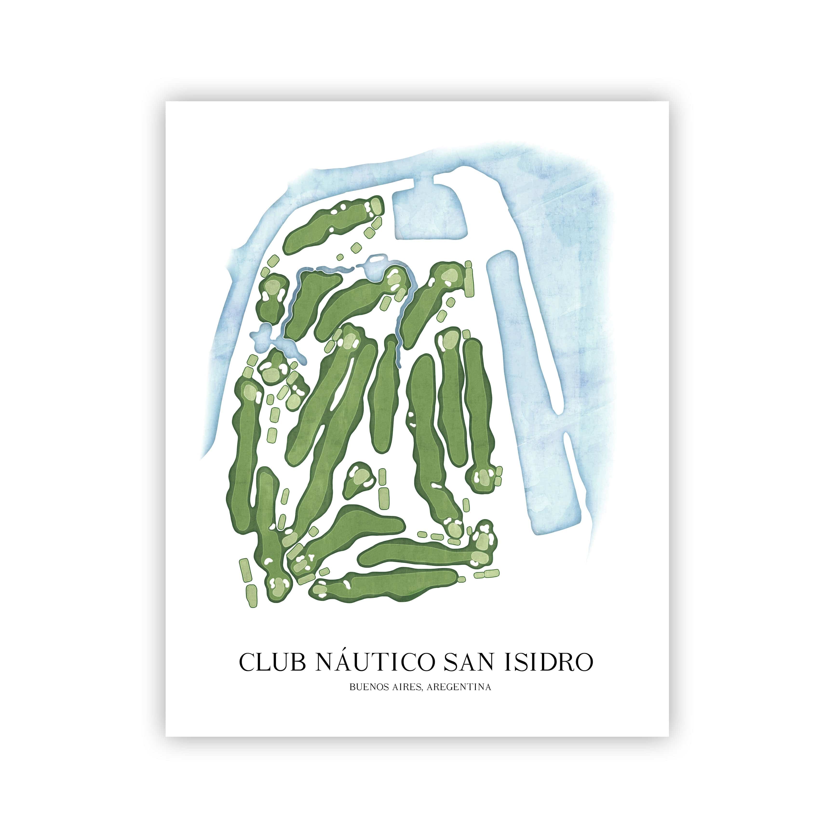 The 19th Hole Golf Shop - Golf Course Prints - Club Nautico San Isidro Golf Course Map Golf Map