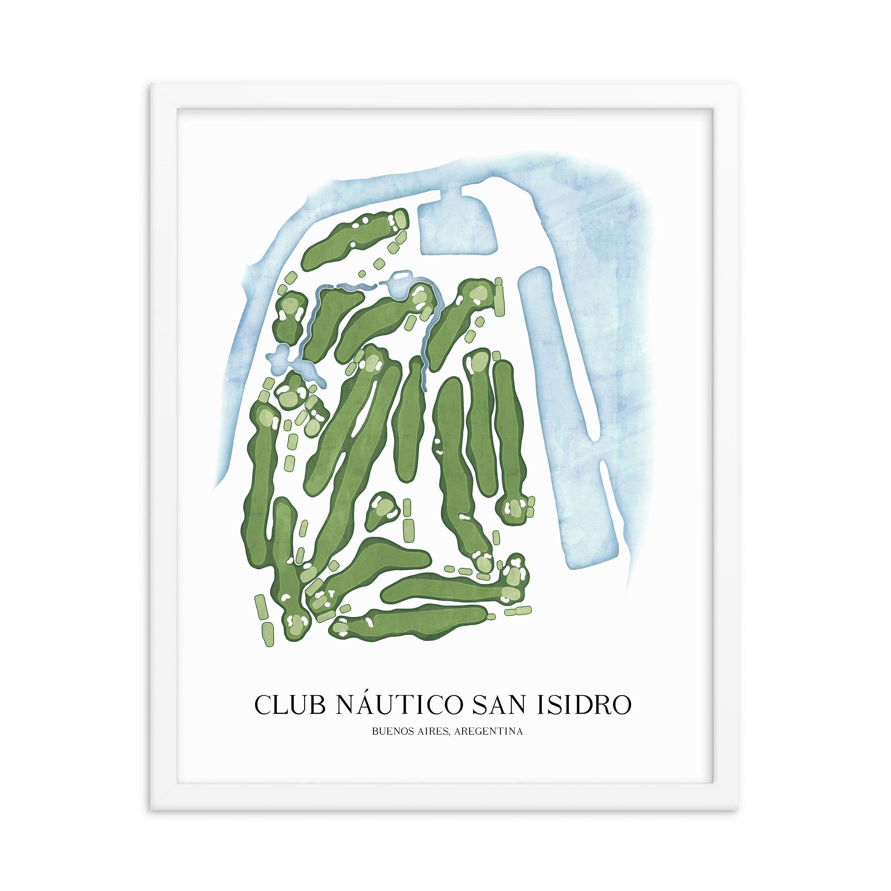 The 19th Hole Golf Shop - Golf Course Prints - Club Nautico San Isidro Golf Course Map Golf Map