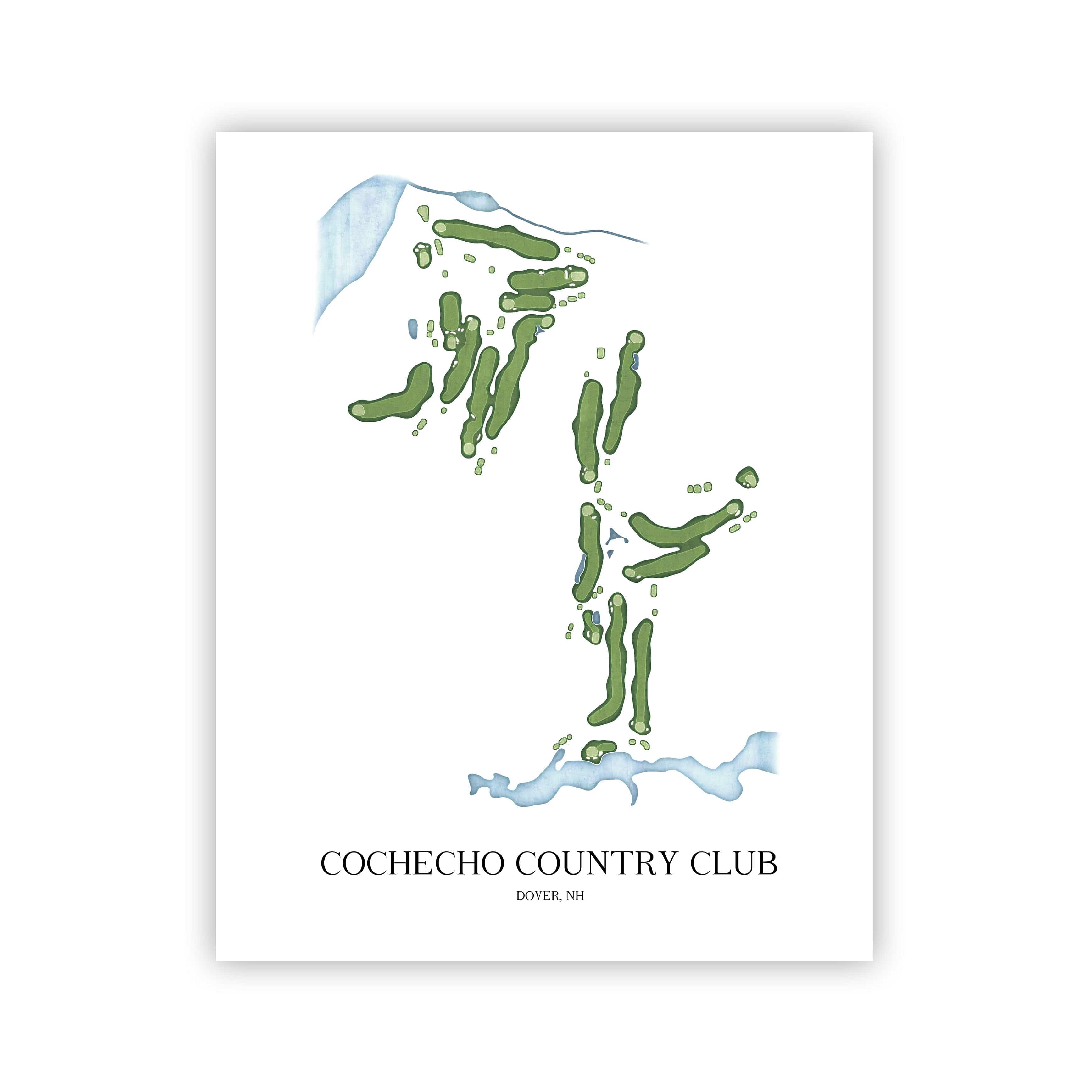 The 19th Hole Golf Shop - Golf Course Prints - Cochecho Country Club Golf Course Map Golf Map