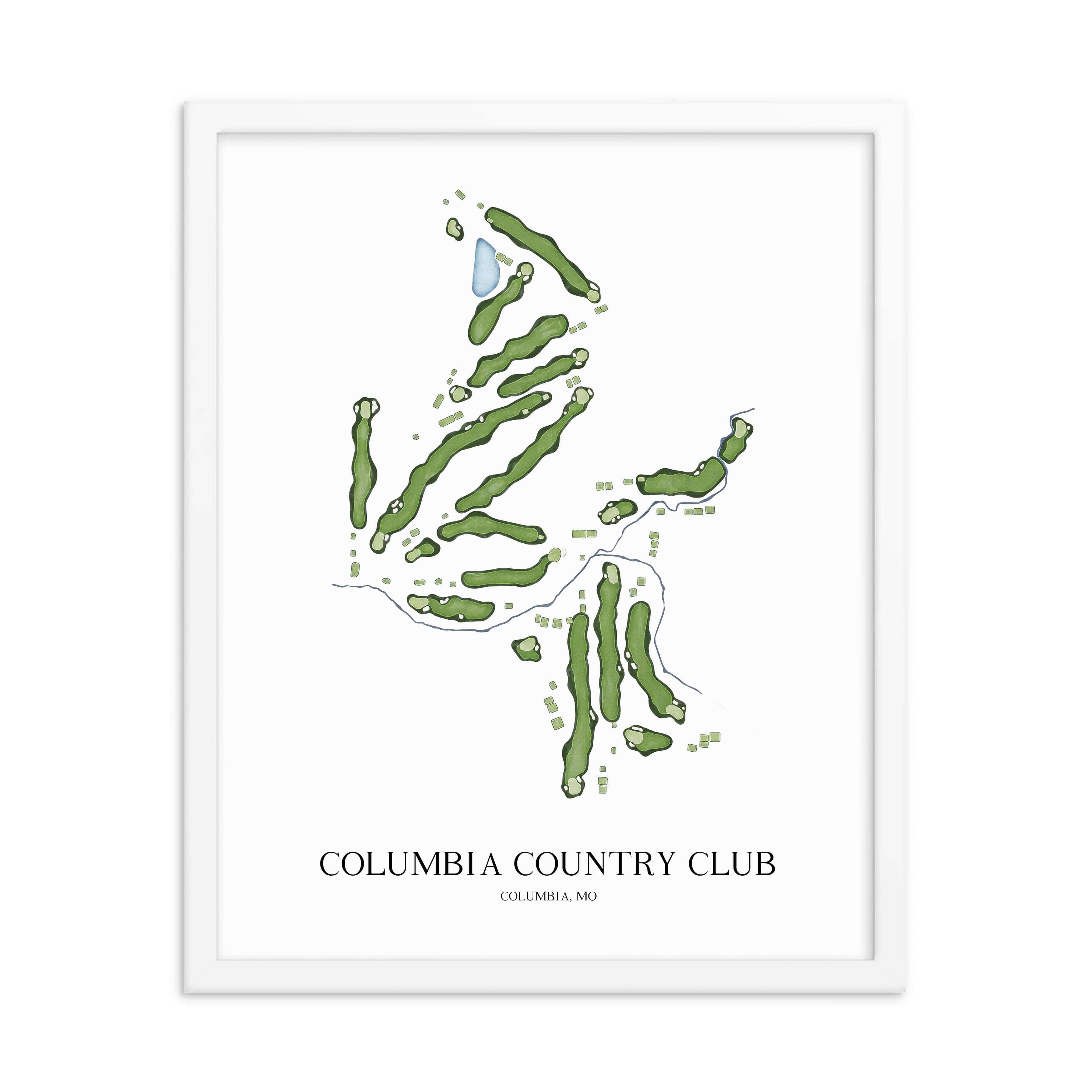 The 19th Hole Golf Shop - Golf Course Prints - Columbia Country Club (Missouri) Golf Course Map Golf Map