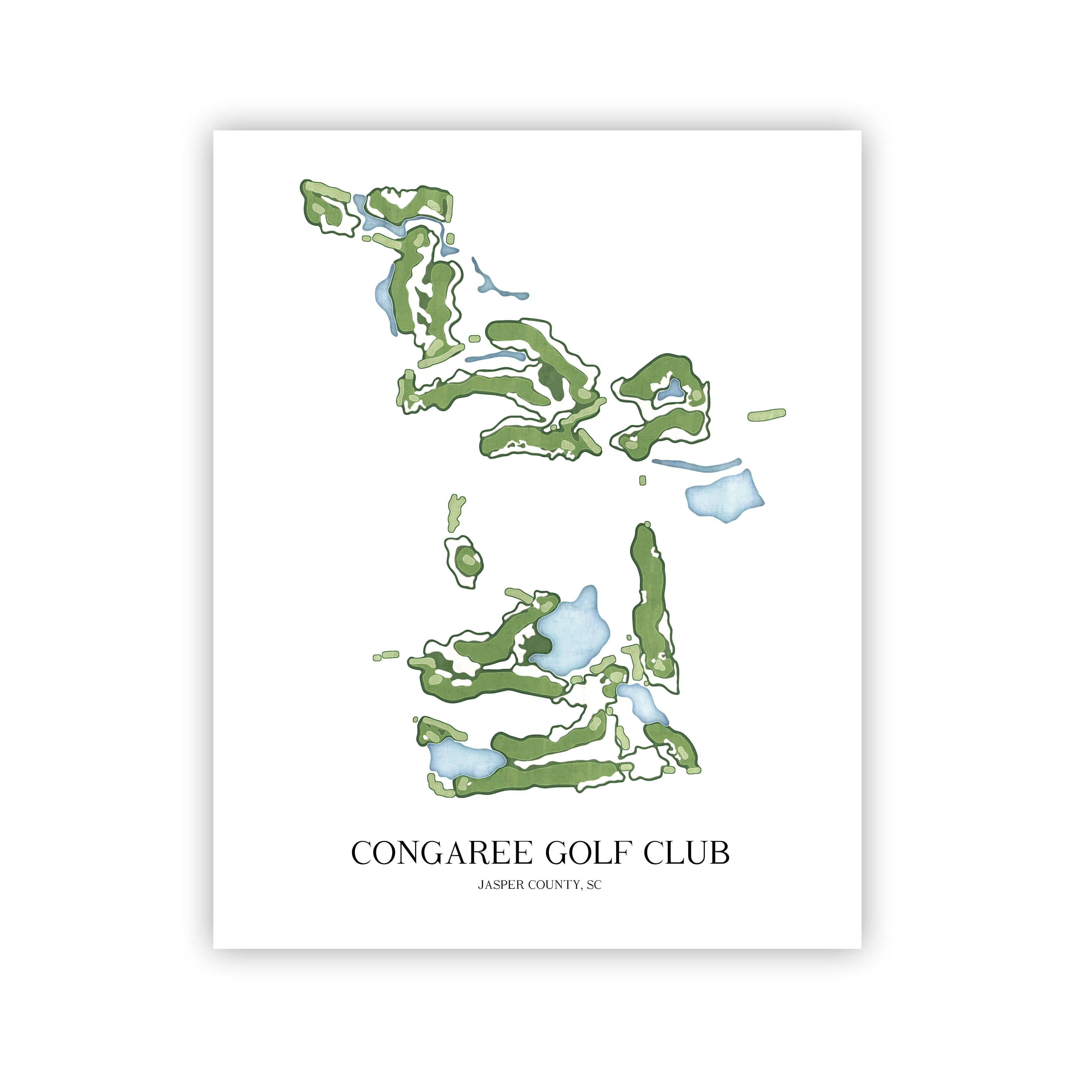 The 19th Hole Golf Shop - Golf Course Prints - Congaree Golf Club Golf Course Map Golf Map