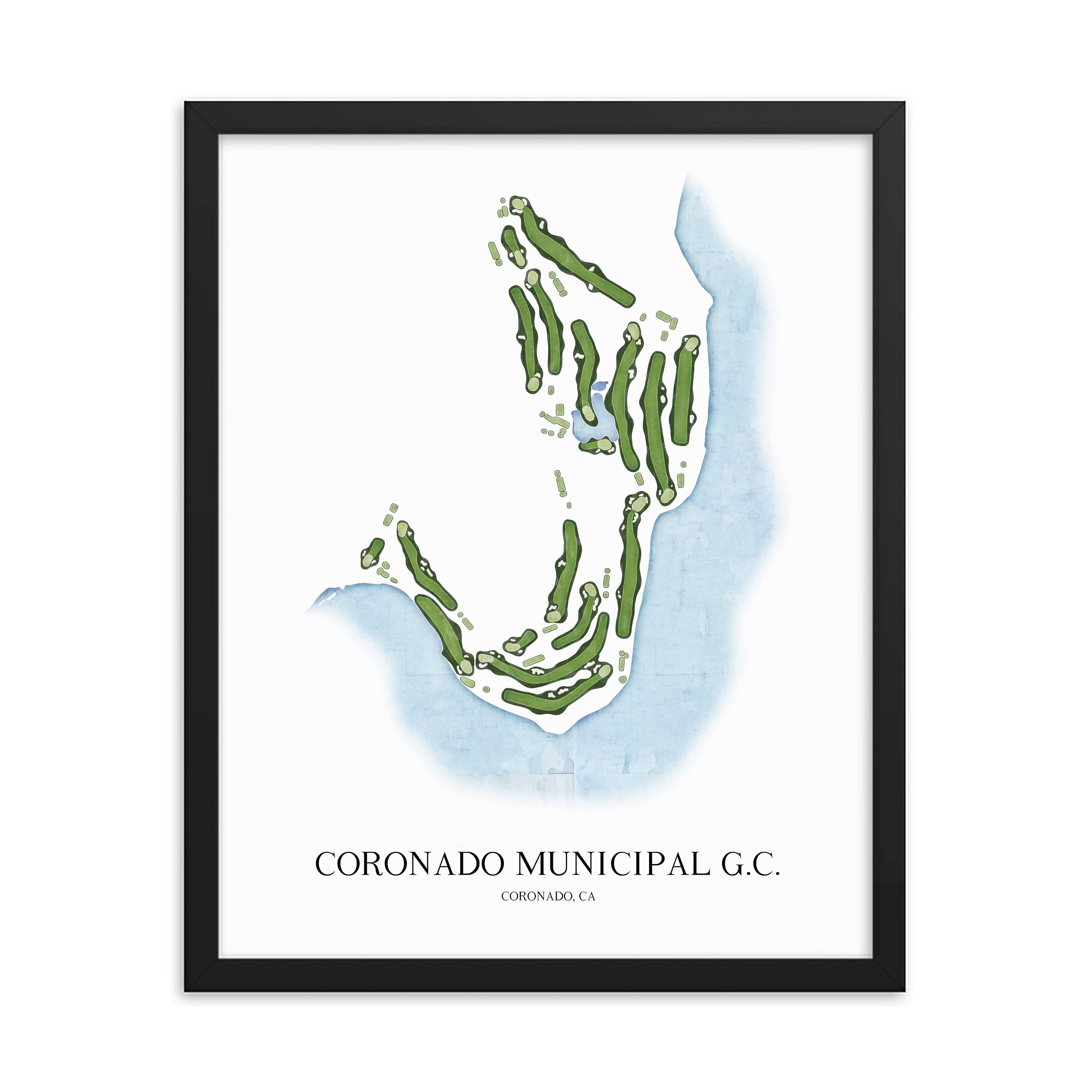 The 19th Hole Golf Shop - Golf Course Prints - Coronado Municipal Golf Course Golf Course Map Golf Map