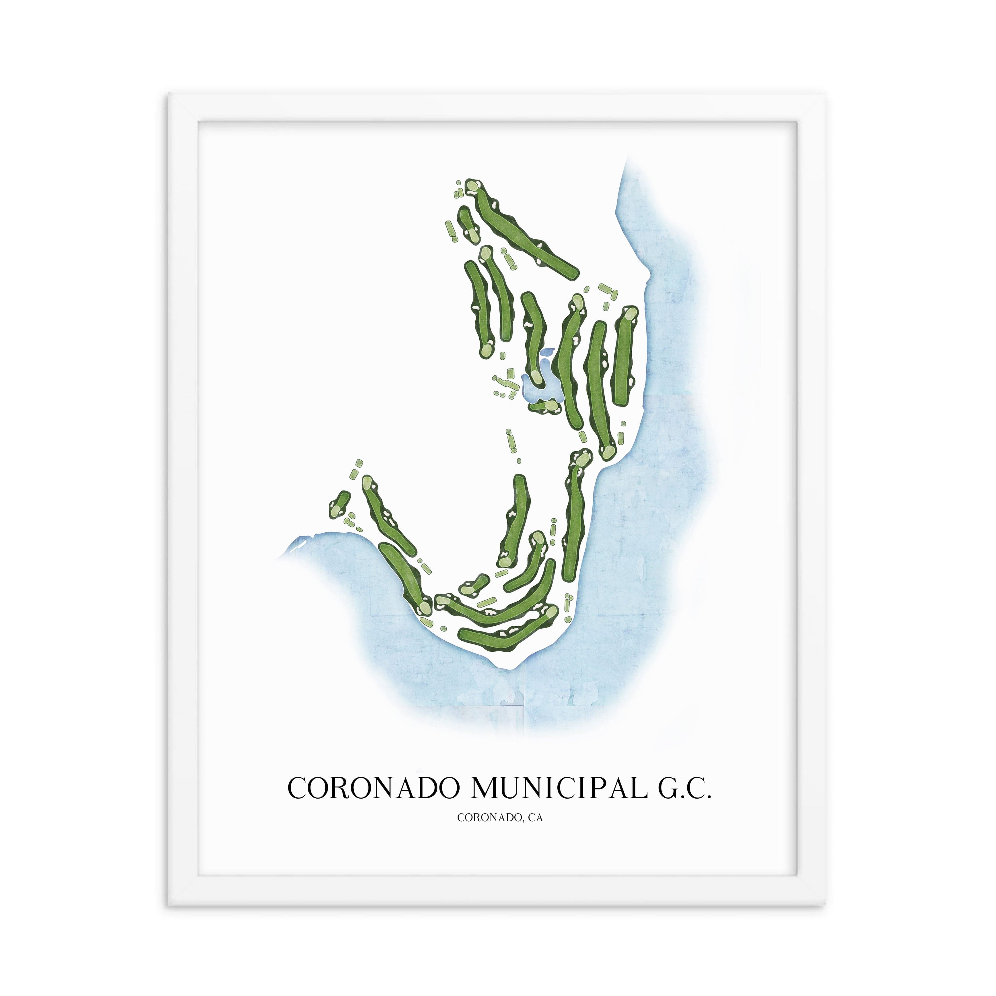 The 19th Hole Golf Shop - Golf Course Prints - Coronado Municipal Golf Course Golf Course Map Golf Map