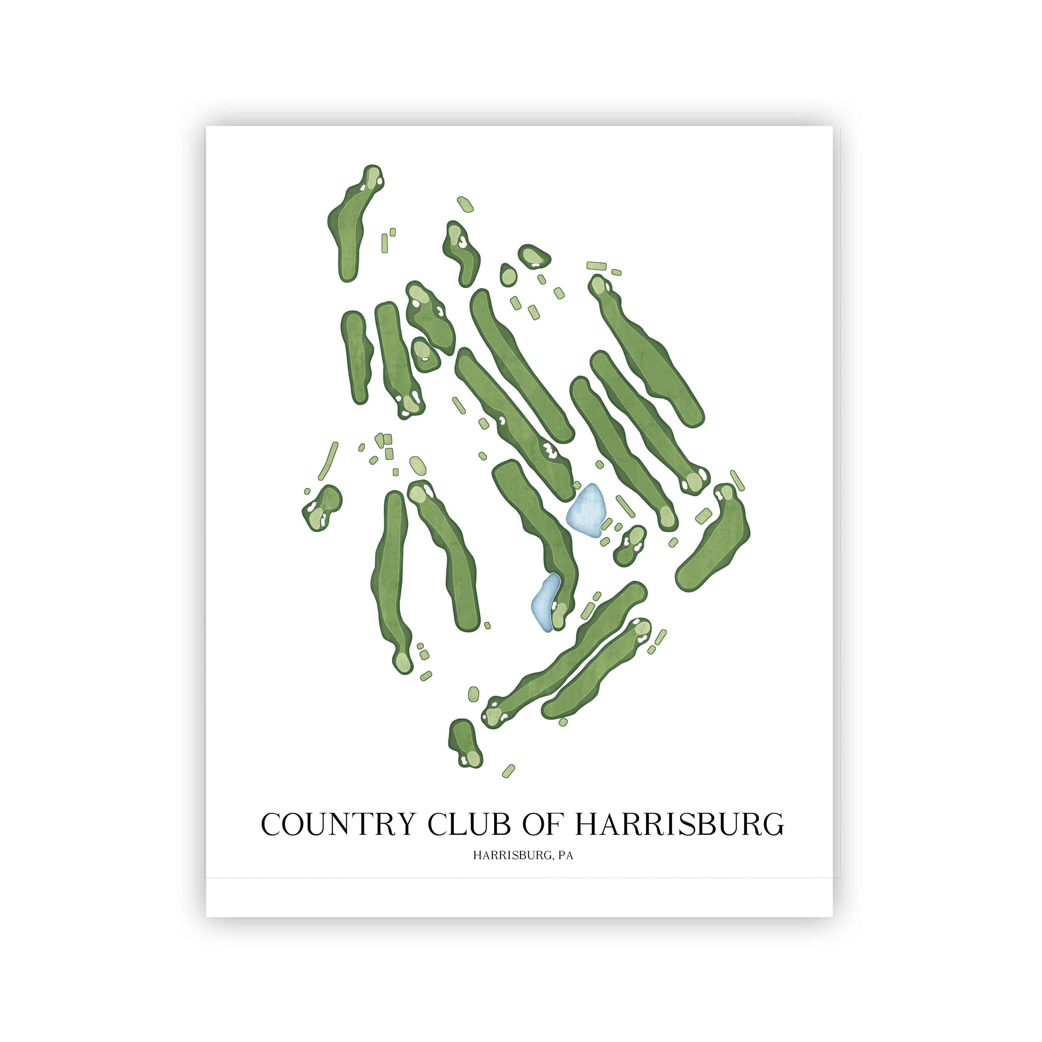 The 19th Hole Golf Shop - Golf Course Prints - Country Club of Harrisburg Golf Course Map Golf Map