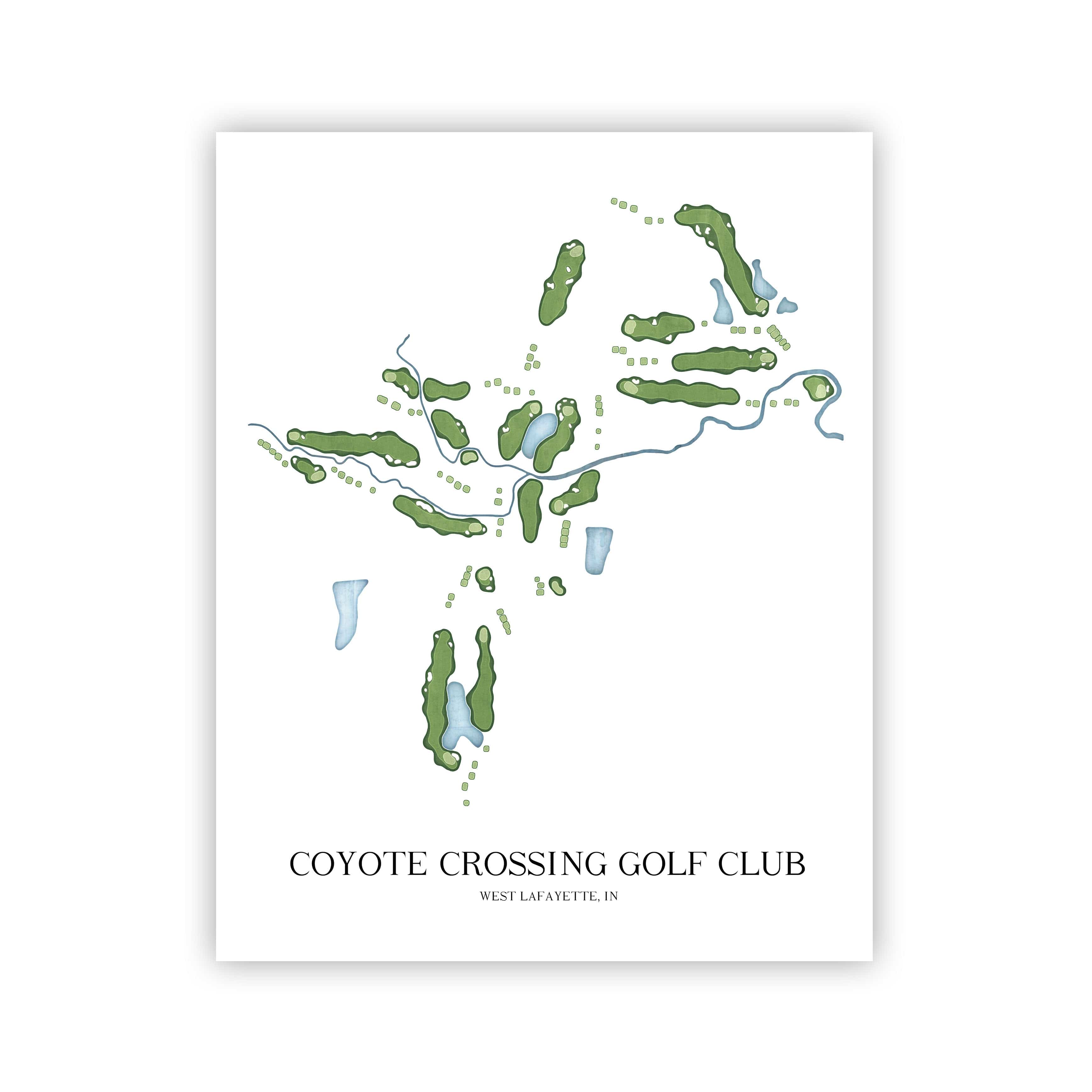 The 19th Hole Golf Shop - Golf Course Prints - Coyote Crossing Golf Club Golf Course Map Golf Map
