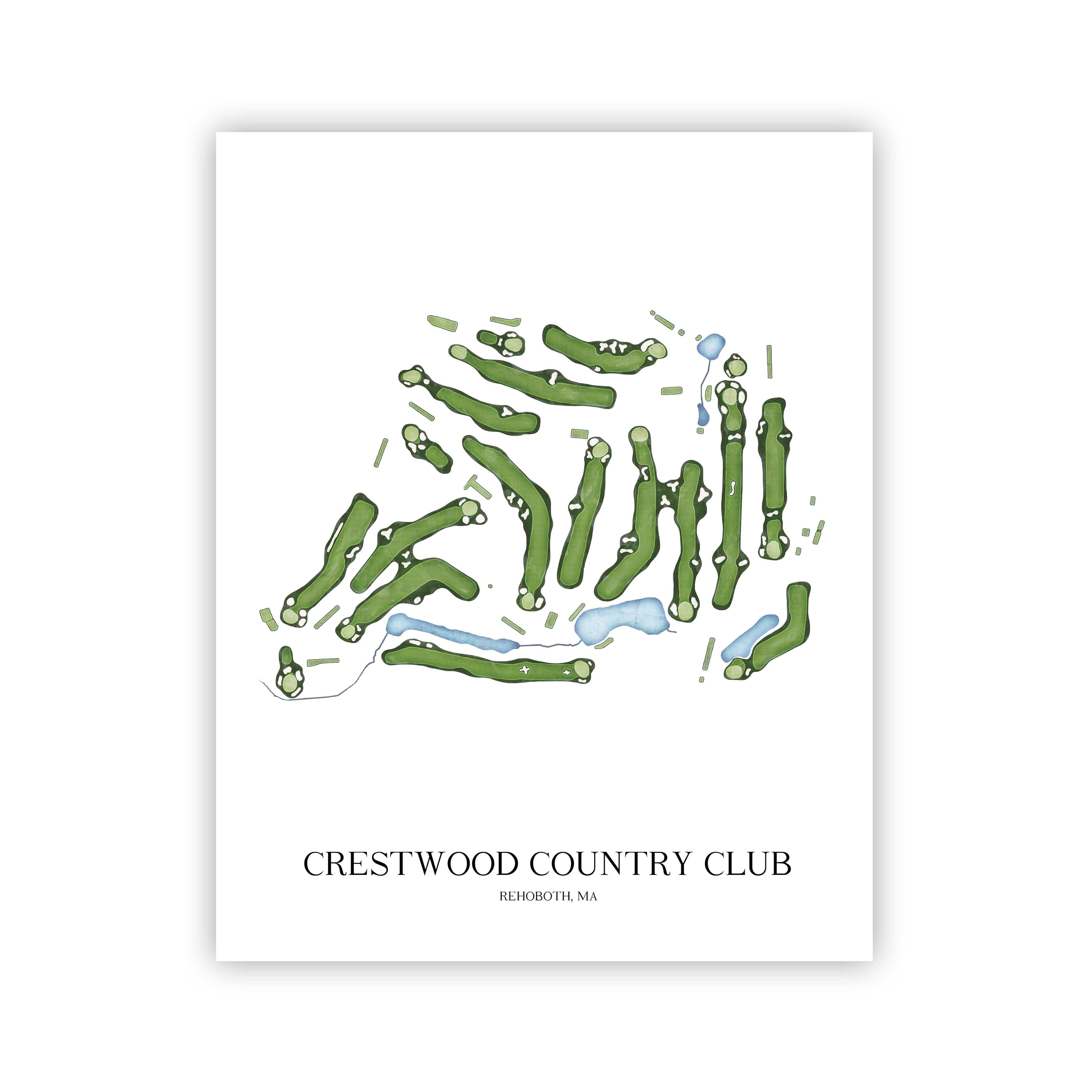 The 19th Hole Golf Shop - Golf Course Prints - Crestwood Country Club Golf Course Map Golf Map